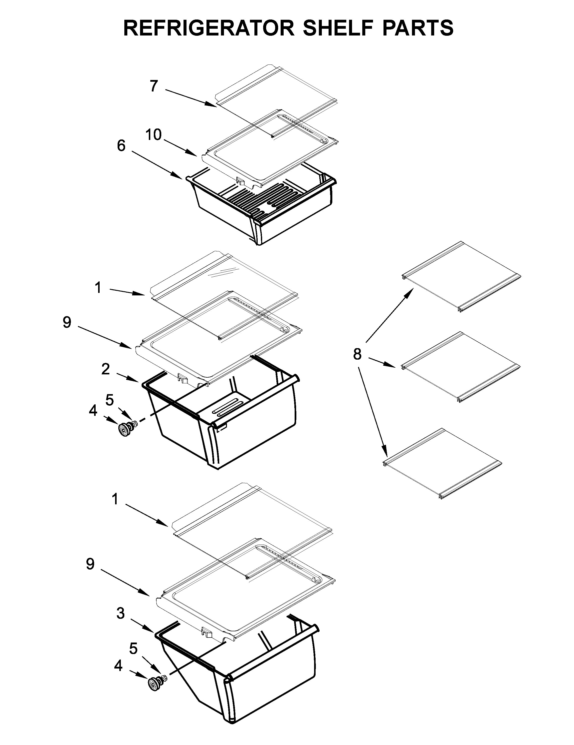 Kenmore 10651115711 refrigerator shelf parts diagram