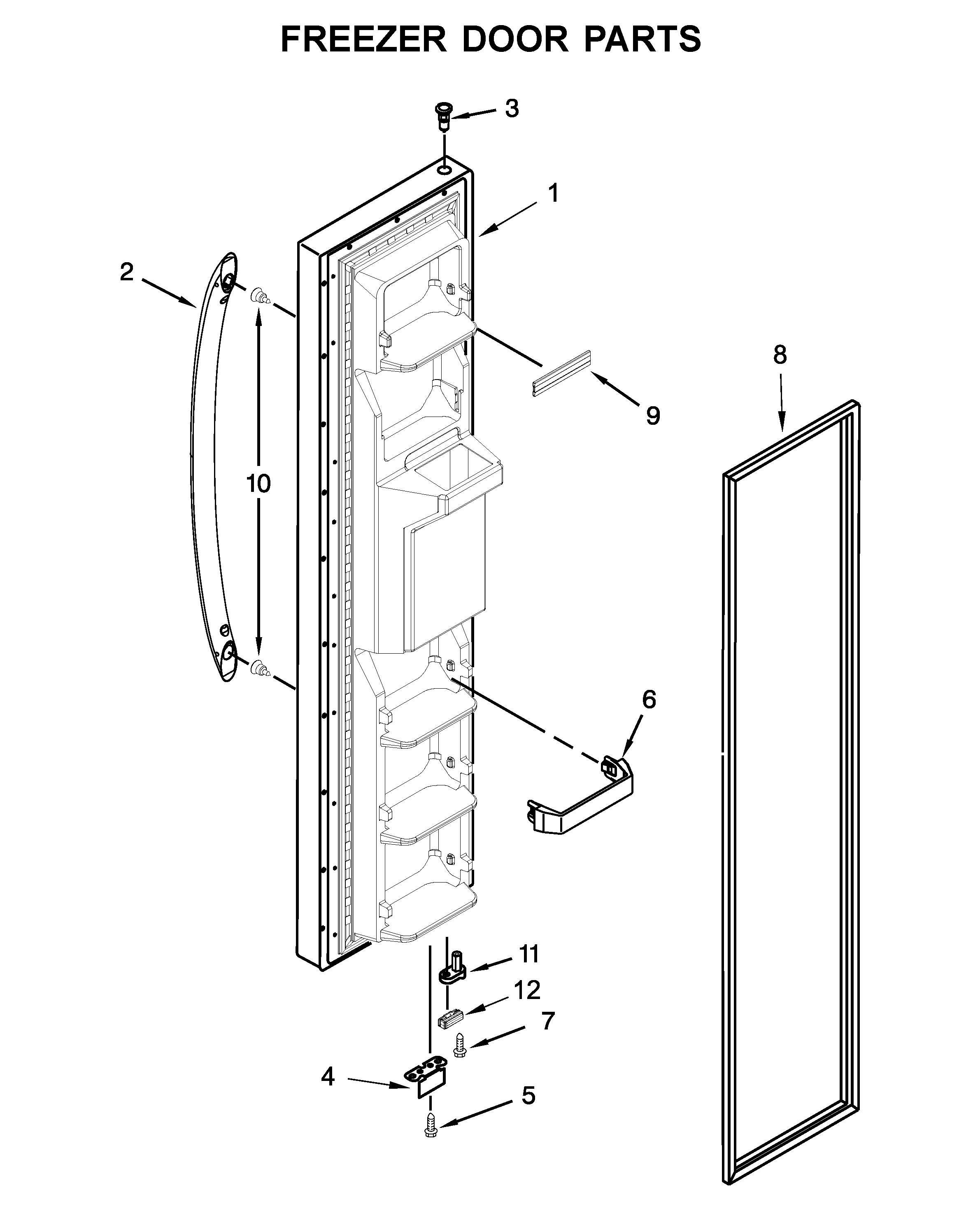 Kenmore 10651115711 freezer door parts diagram