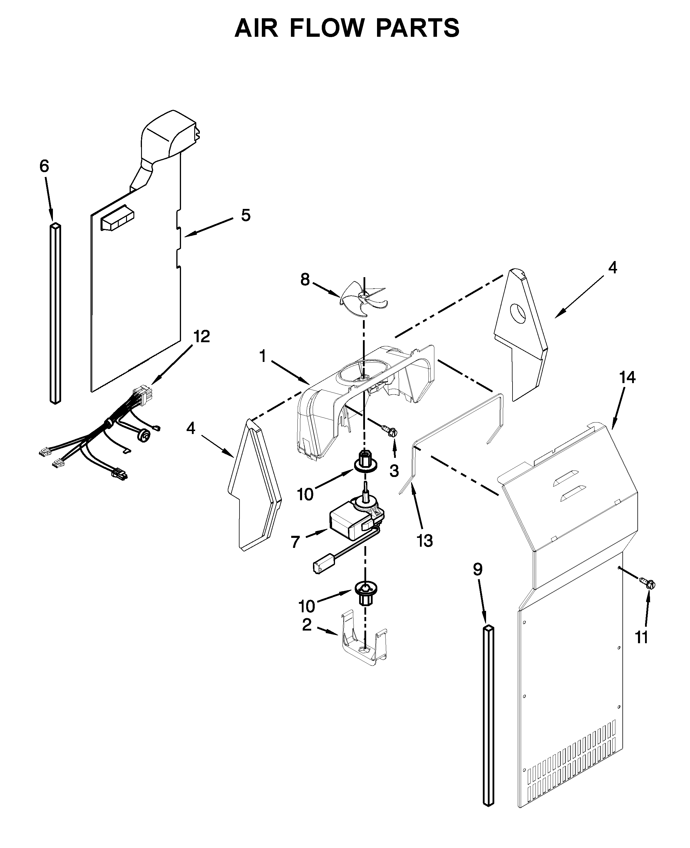 Kenmore 10651115711 air flow parts diagram