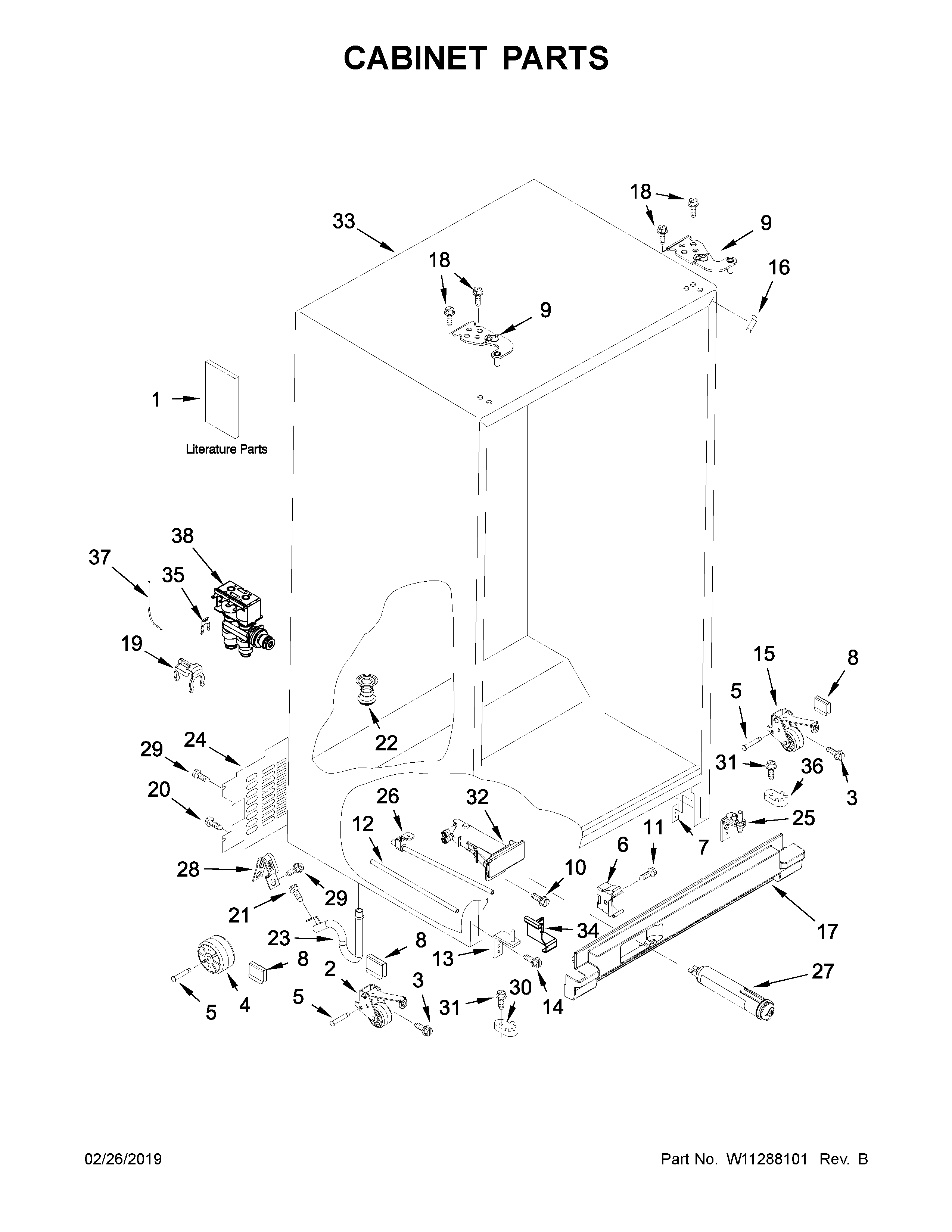 Kenmore 10650043711 cabinet parts diagram
