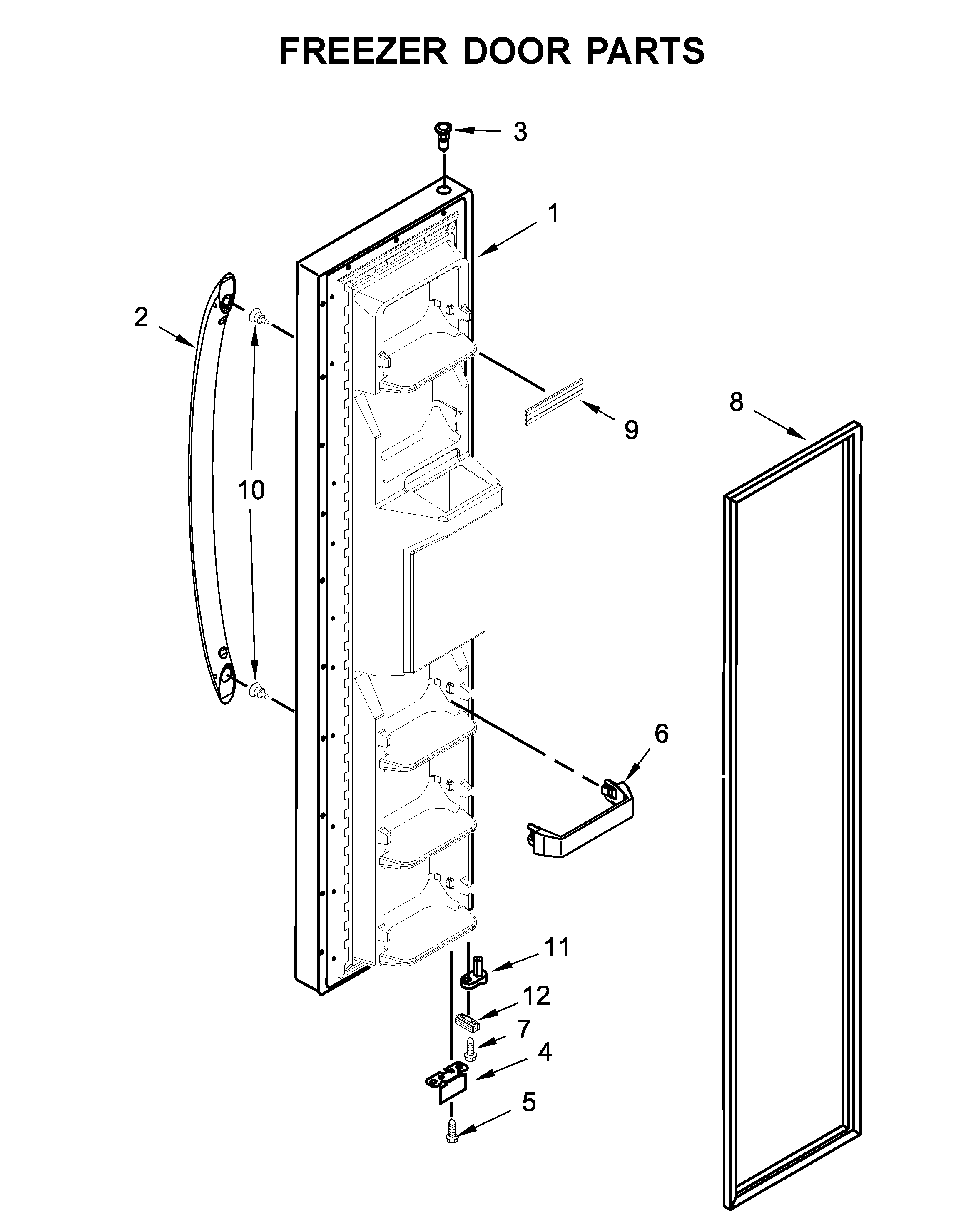 Kenmore 10650043711 freezer door parts diagram