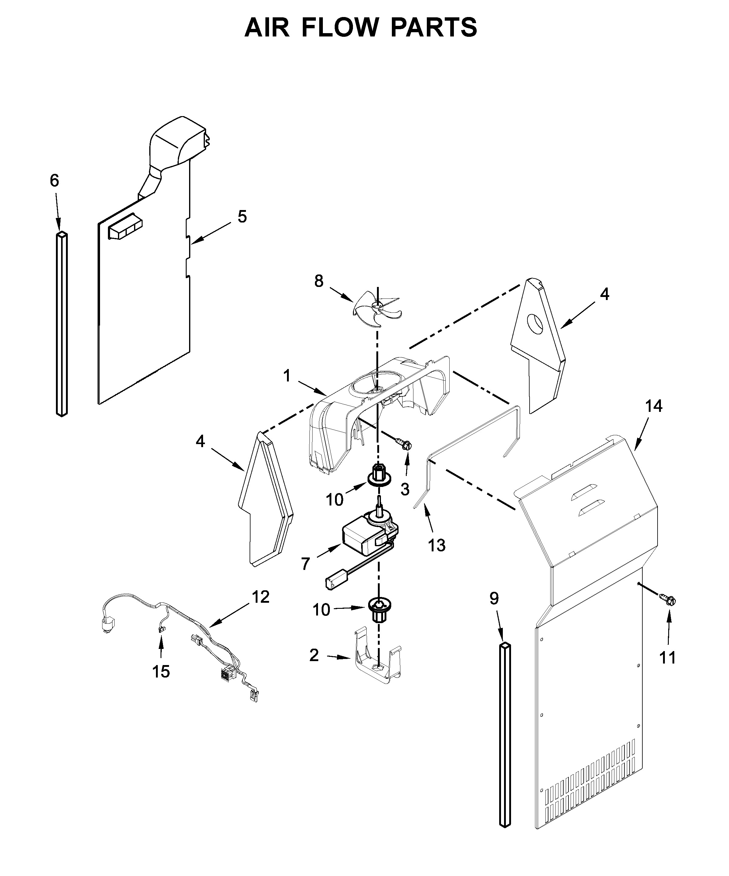 Kenmore 10650043711 air flow parts diagram