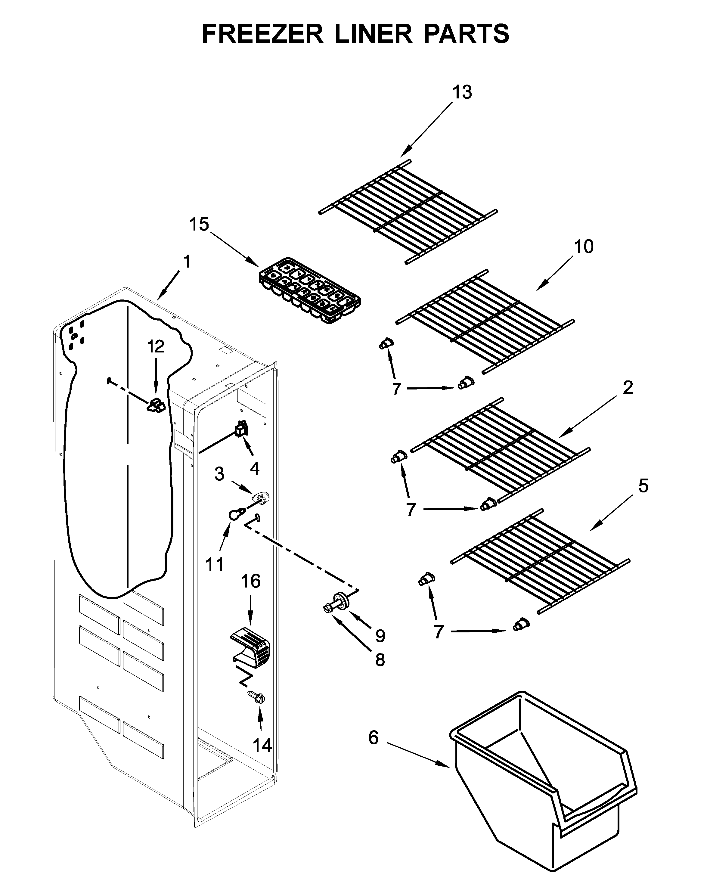 Kenmore 10641179711 freezer liner parts diagram
