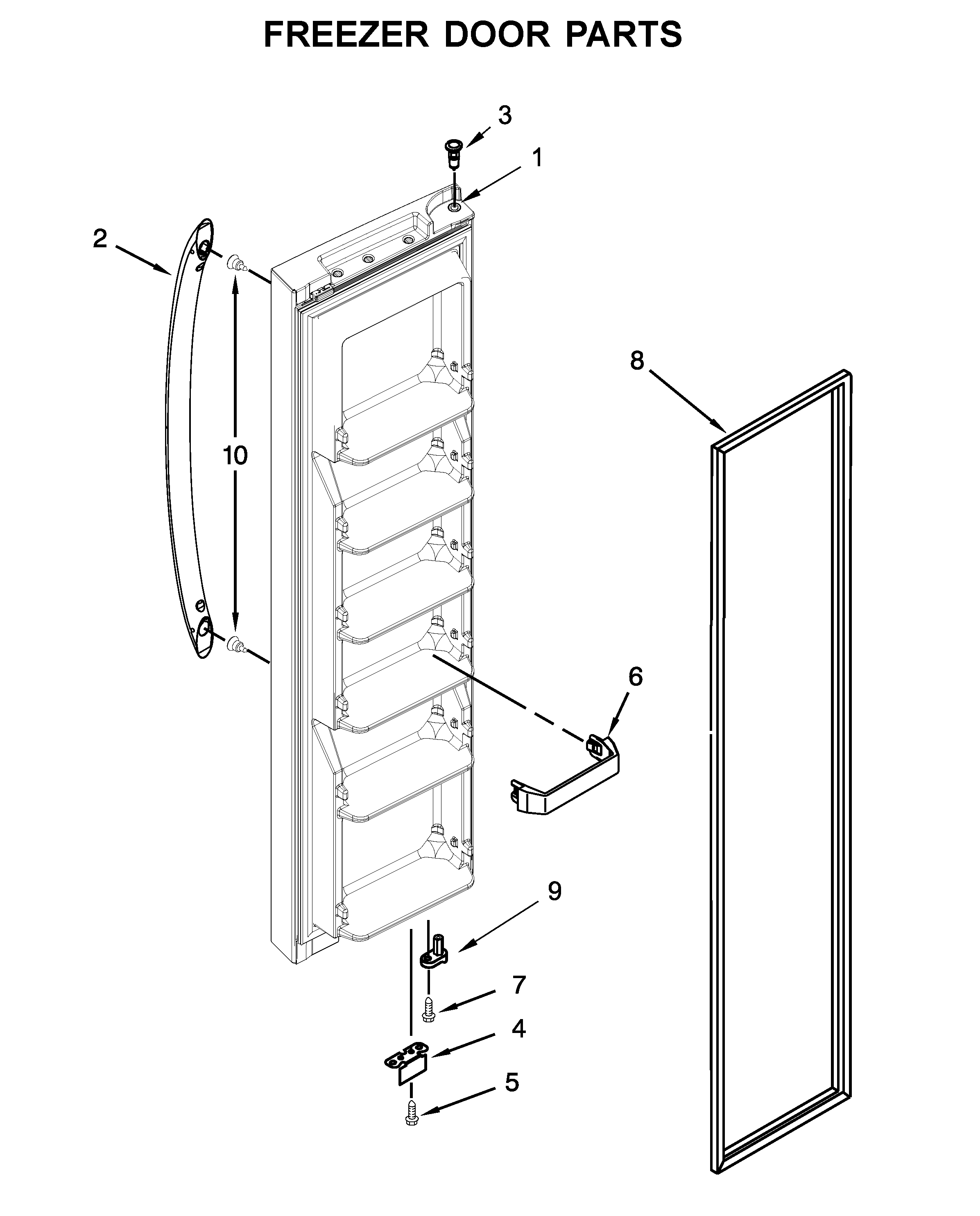 Kenmore 10641179711 freezer door parts diagram