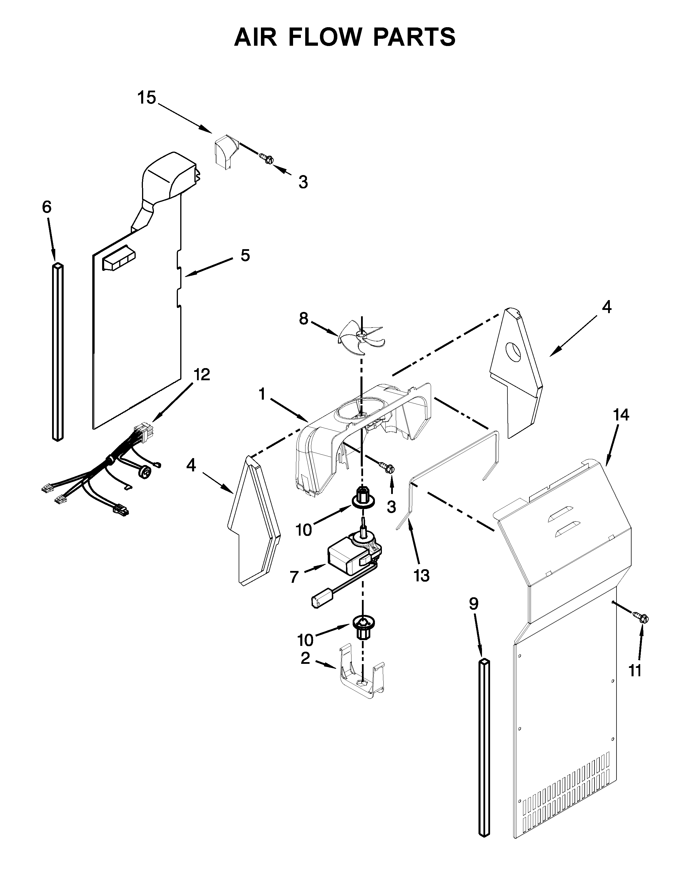Kenmore 10641179711 air flow parts diagram