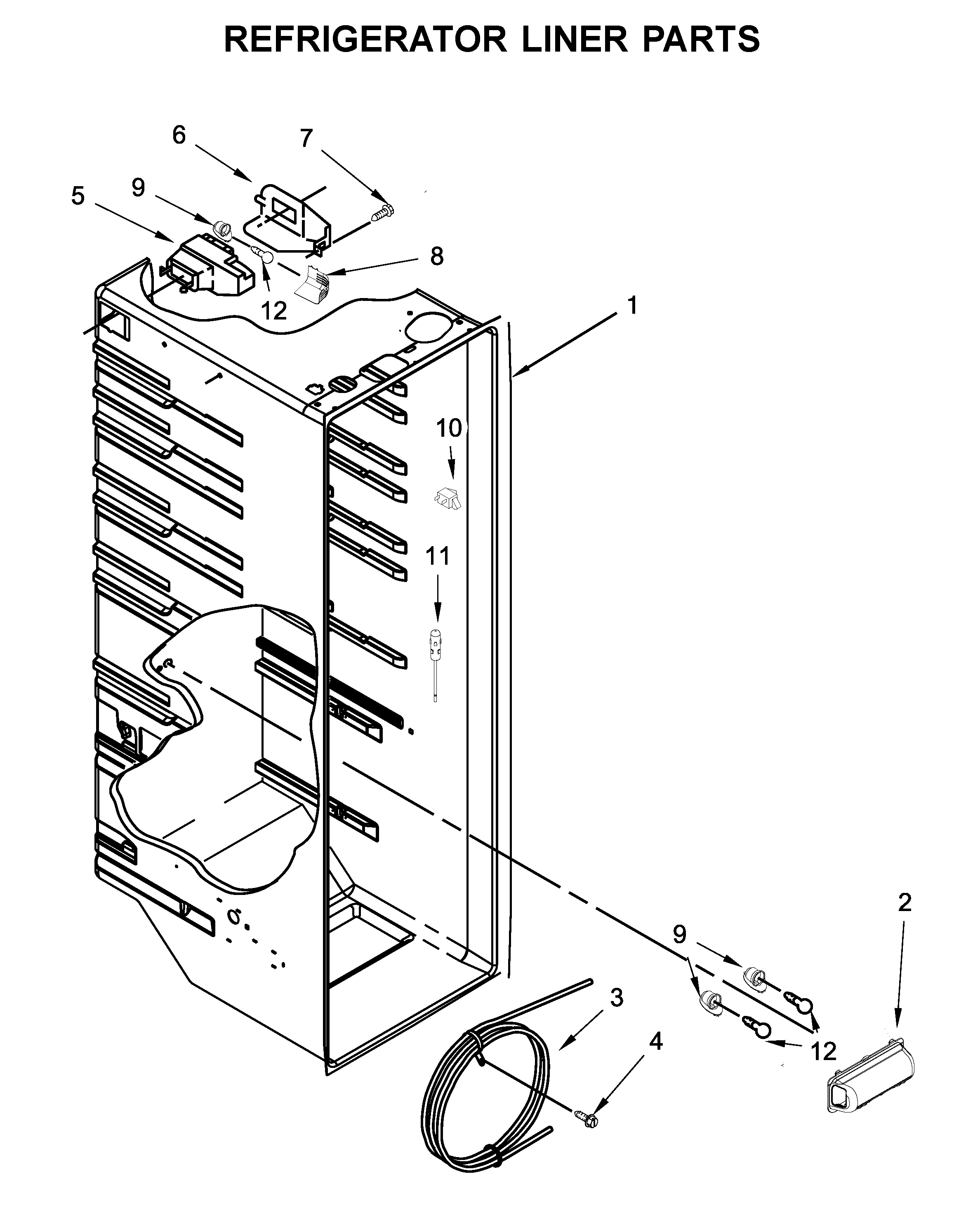 Kenmore 10651119710 refrigerator liner parts diagram