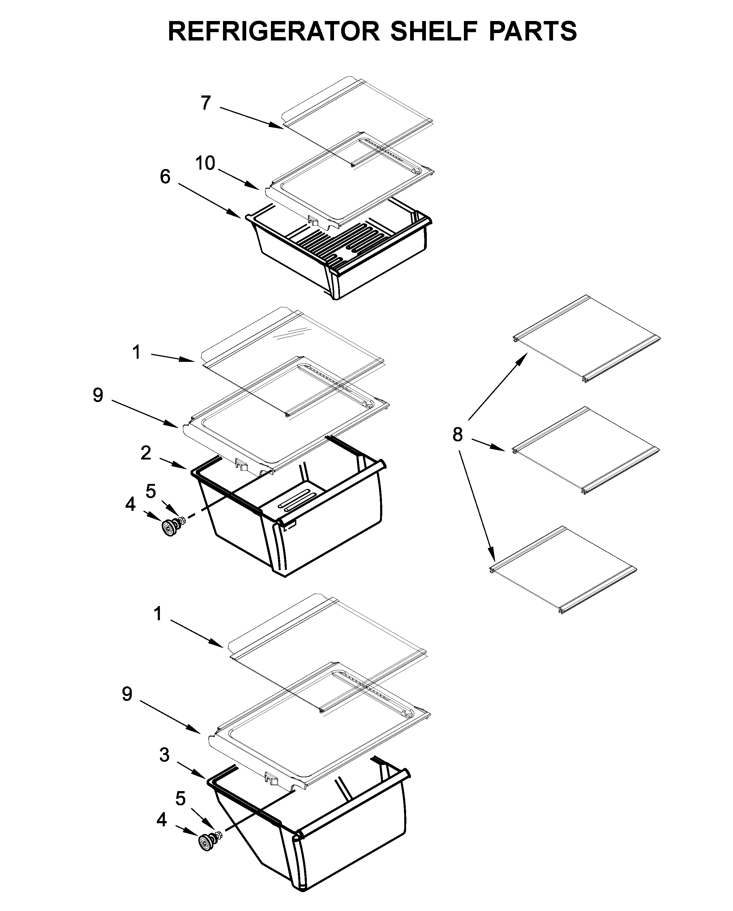 Kenmore 10651119710 refrigerator shelf parts diagram