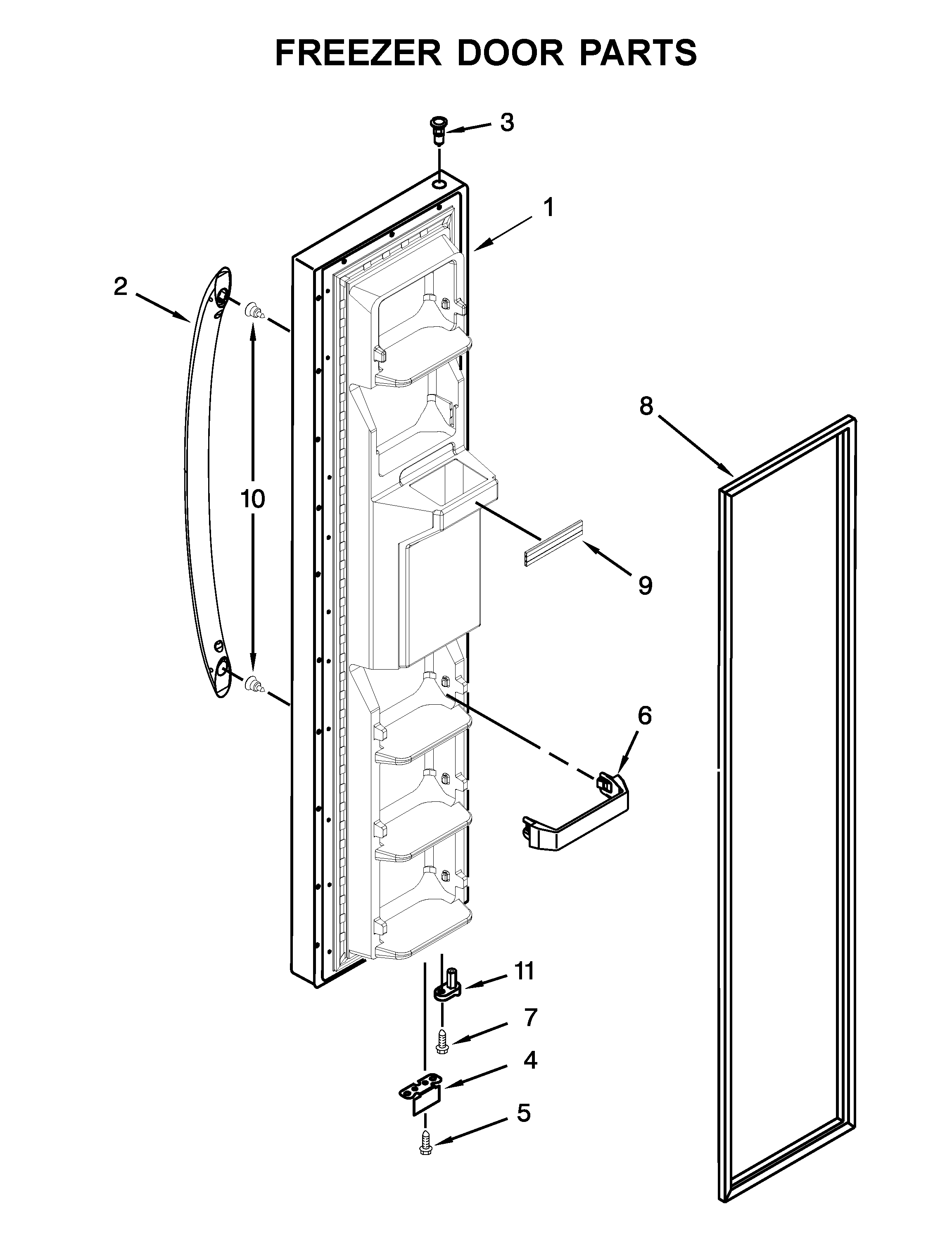 Kenmore 10651119710 freezer door parts diagram