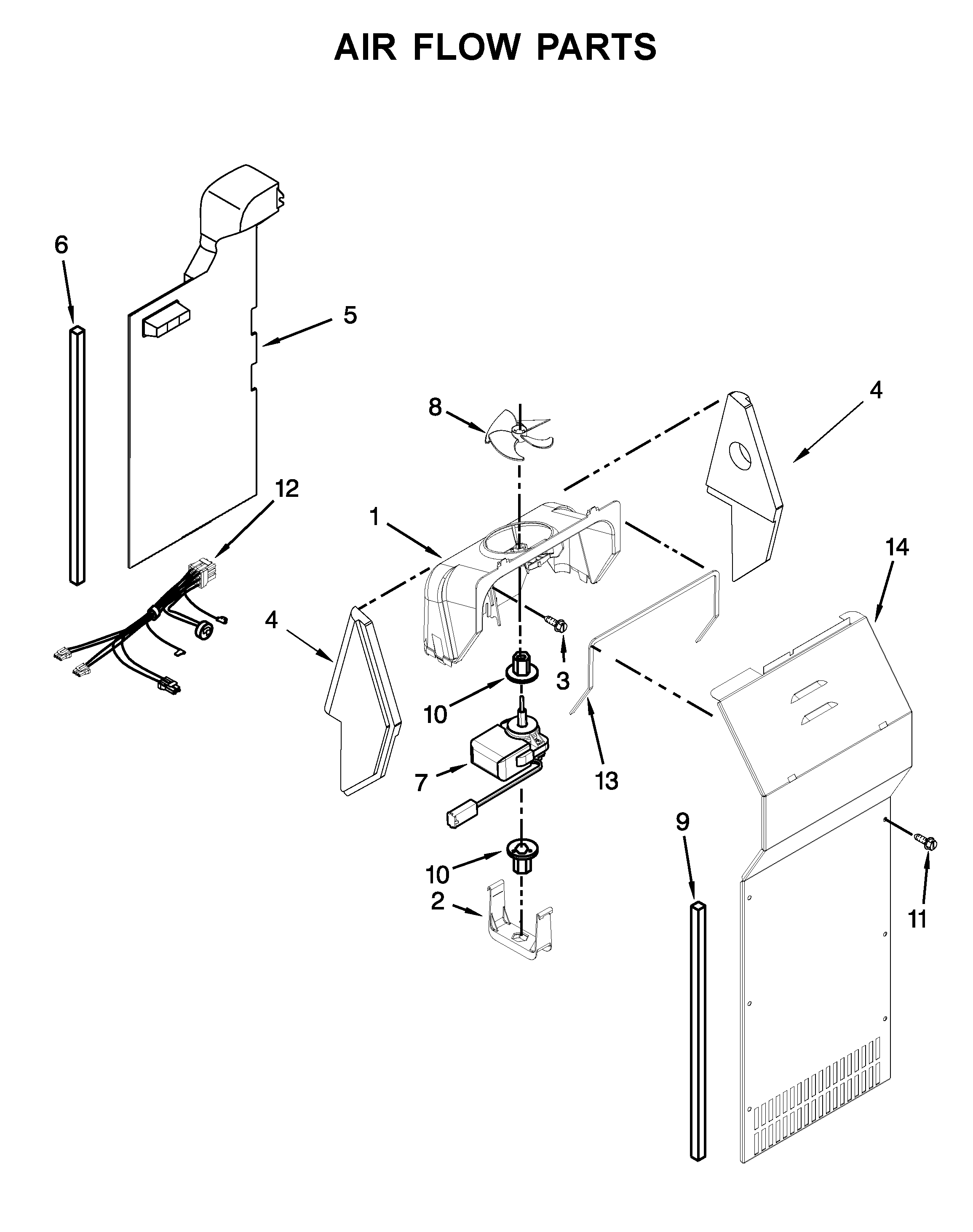 Kenmore 10651119710 air flow parts diagram