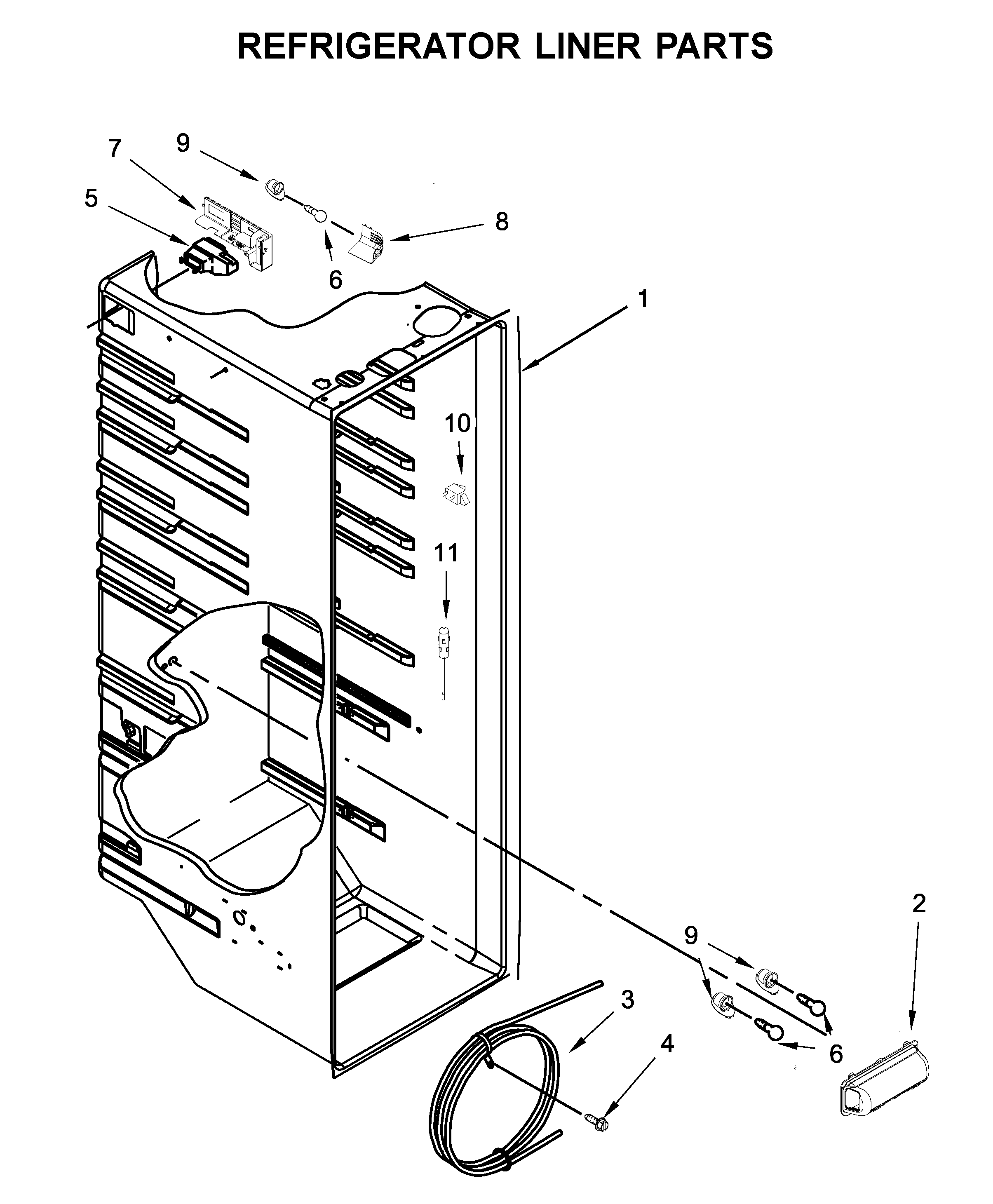 Kenmore 10650045710 refrigerator liner parts diagram