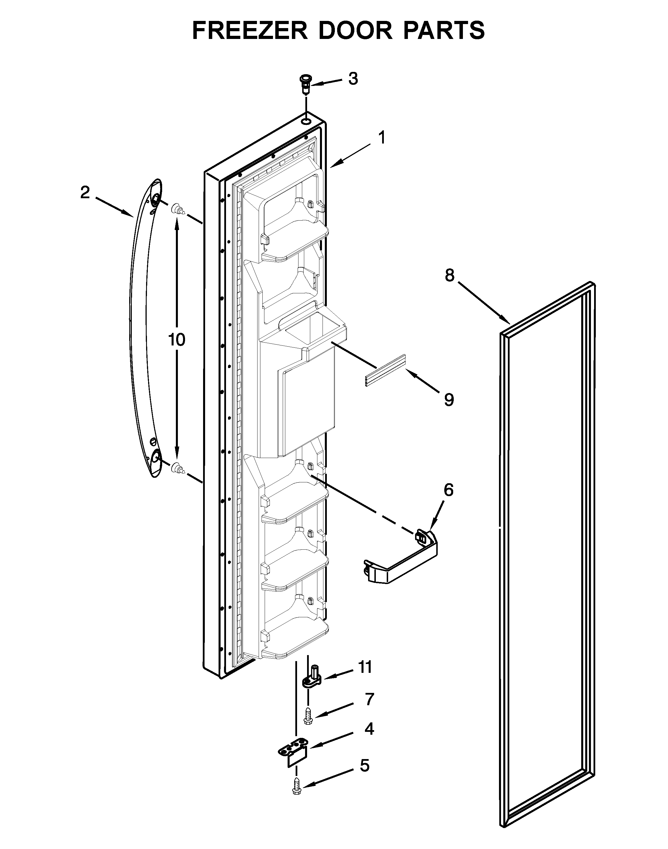 Kenmore 10650045710 freezer door parts diagram