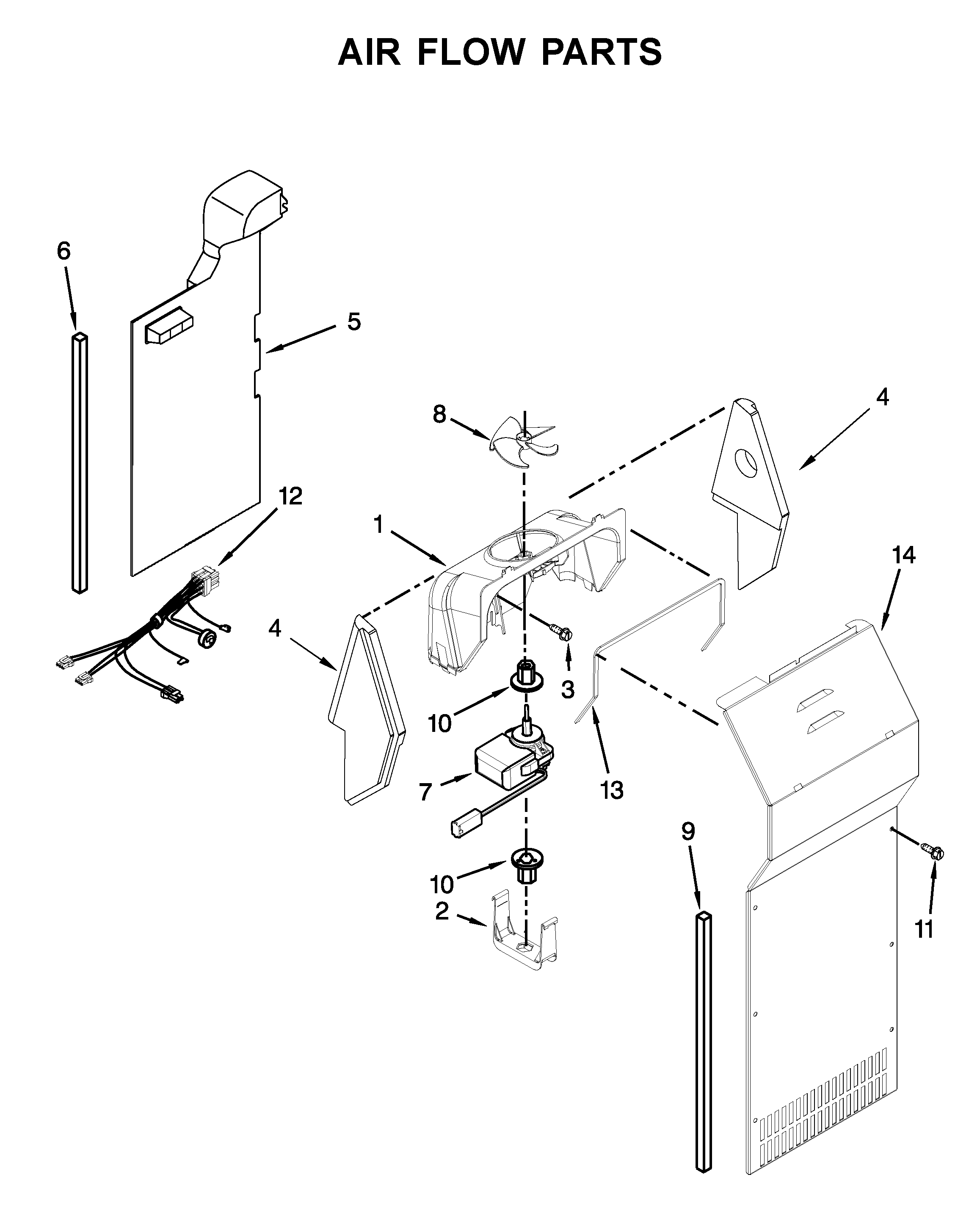 Kenmore 10650045710 air flow parts diagram