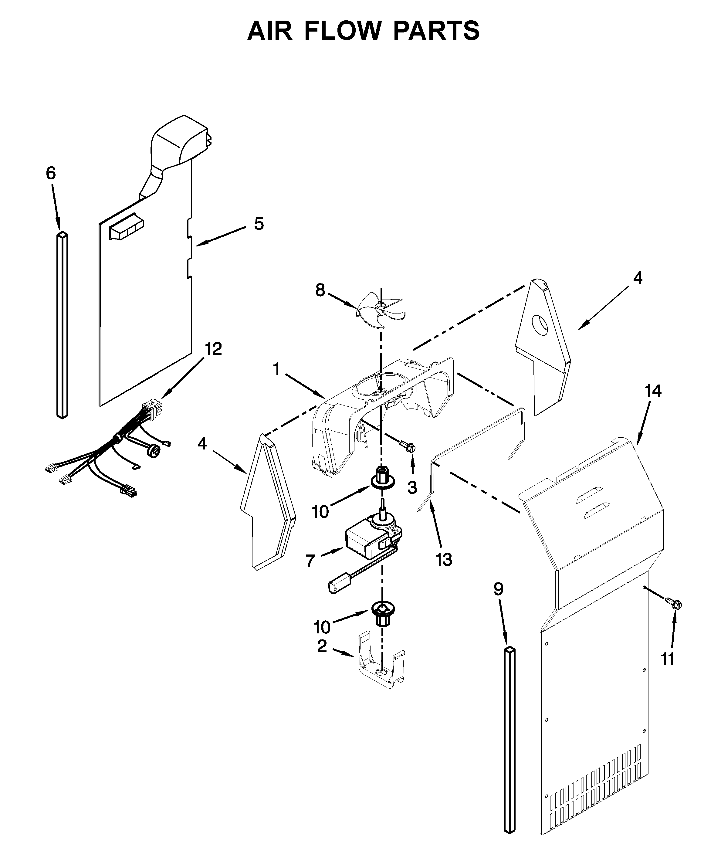Kenmore 10651752711 air flow parts diagram