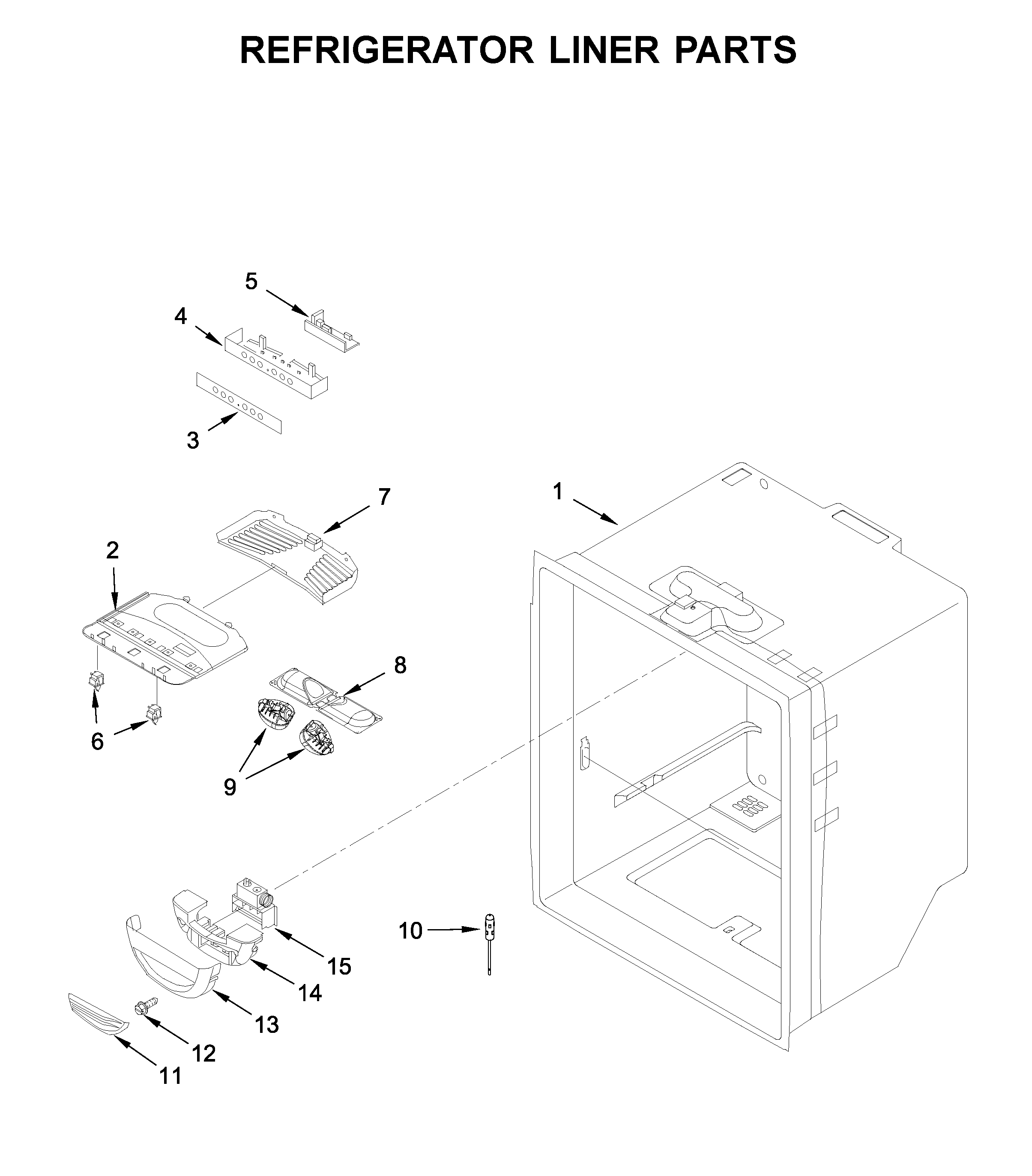 Kenmore 59669319011 refrigerator liner parts diagram