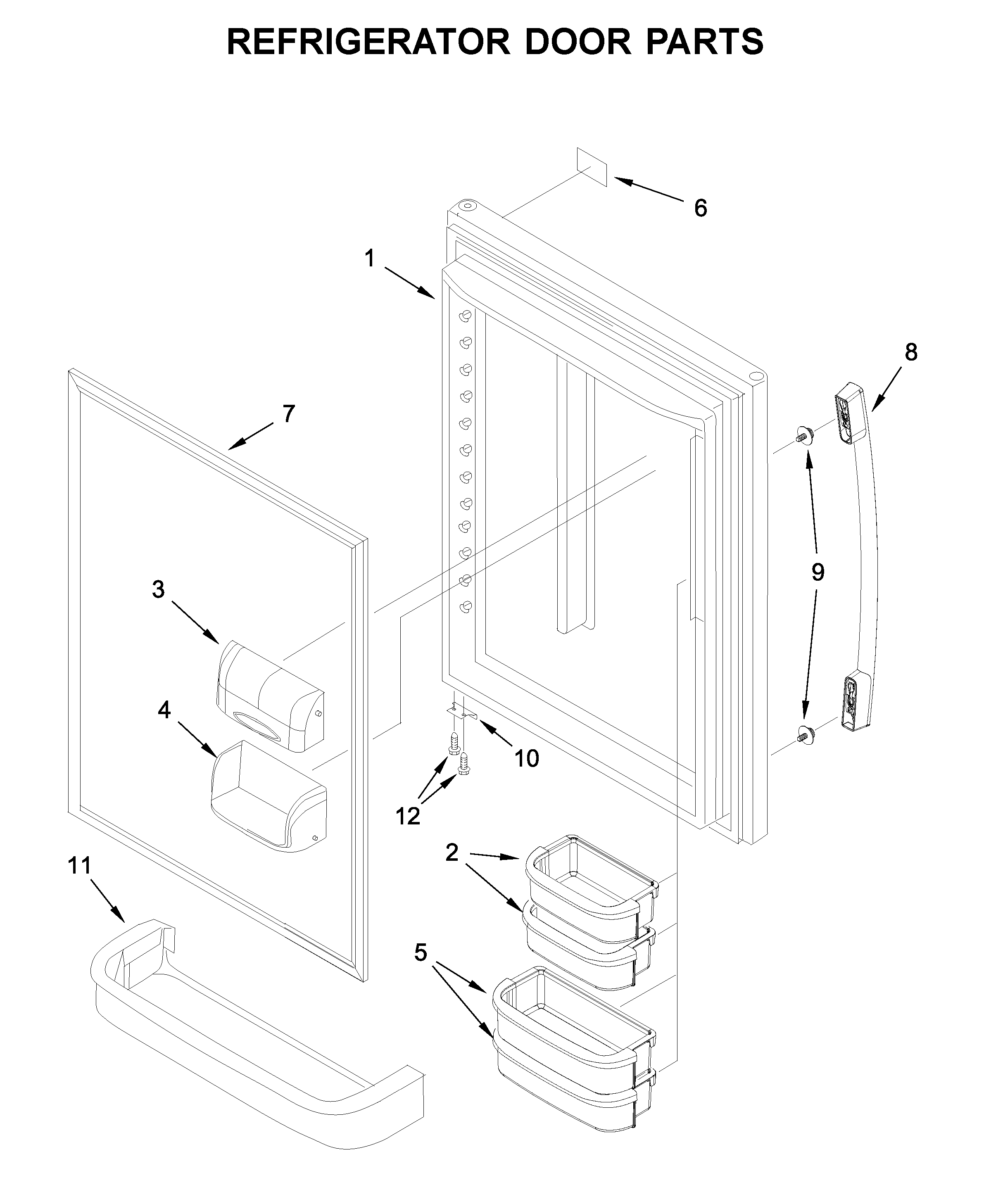 Kenmore 59669319011 refrigerator door parts diagram