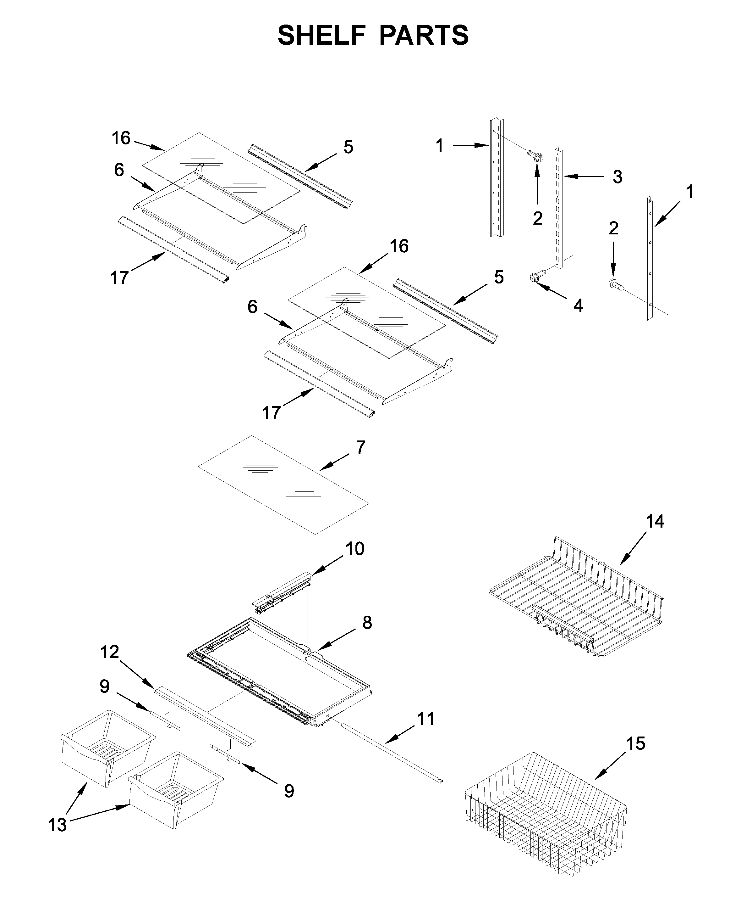 Kenmore 59669319011 shelf parts diagram