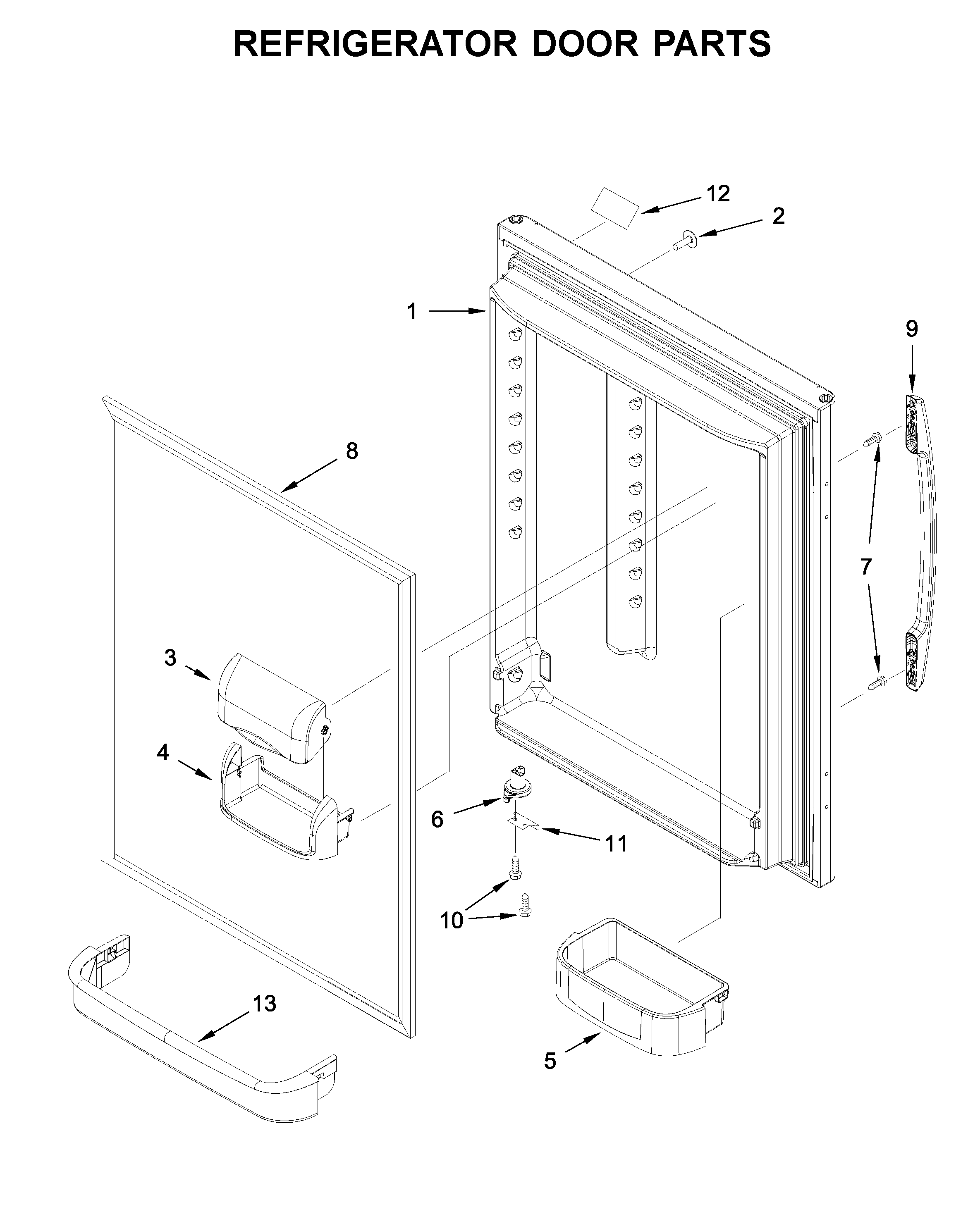 Kenmore 59679312511 refrigerator door parts diagram