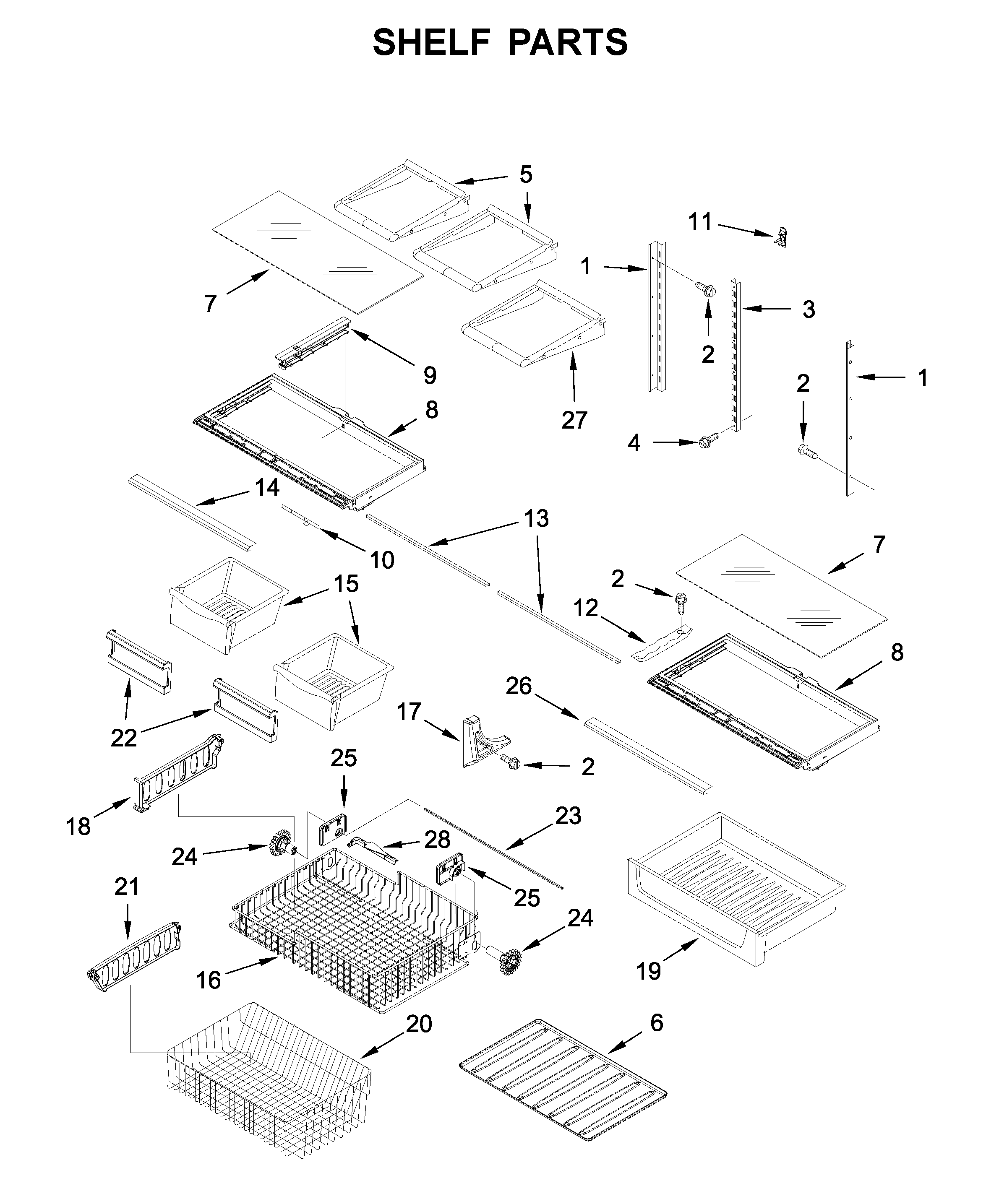 Kenmore 59679312511 shelf parts diagram