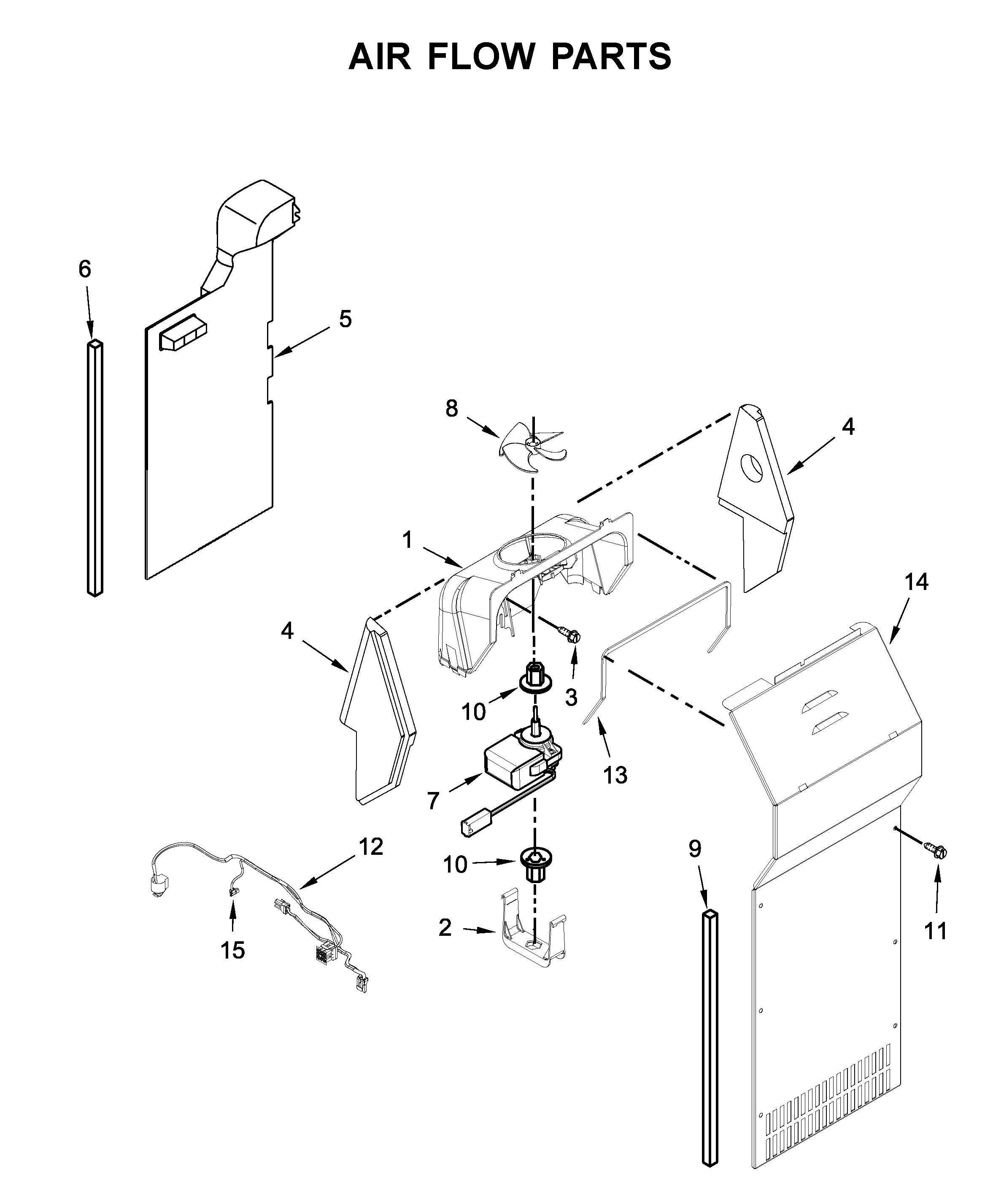 Kenmore 10650045713 air flow parts diagram