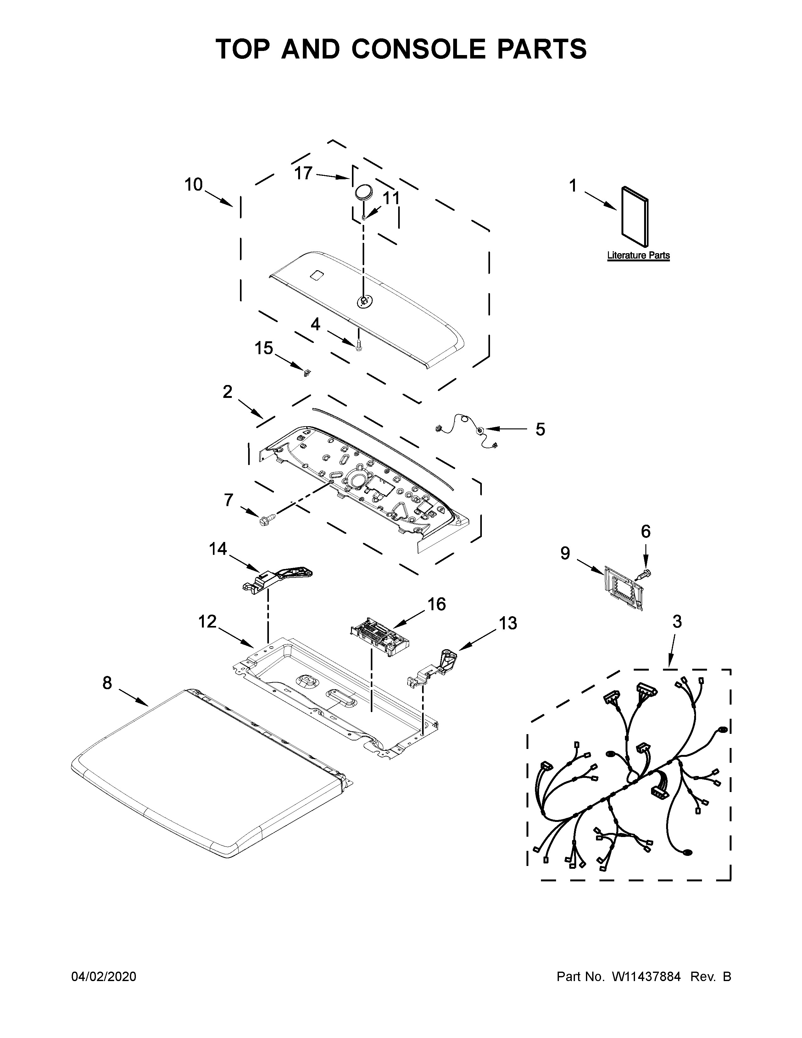 Kenmore 11061632612 top and console parts diagram