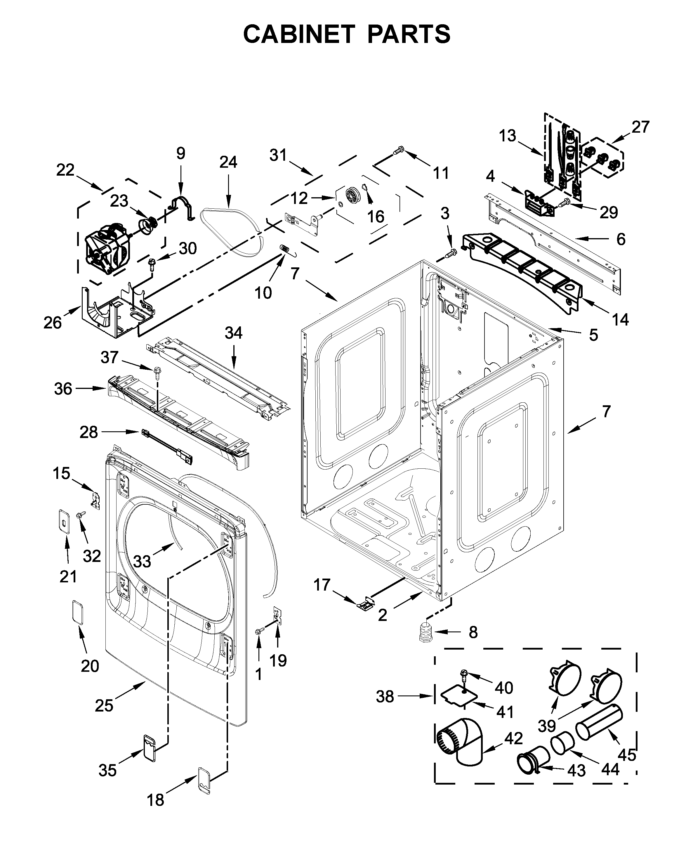 Kenmore 11061632612 cabinet parts diagram
