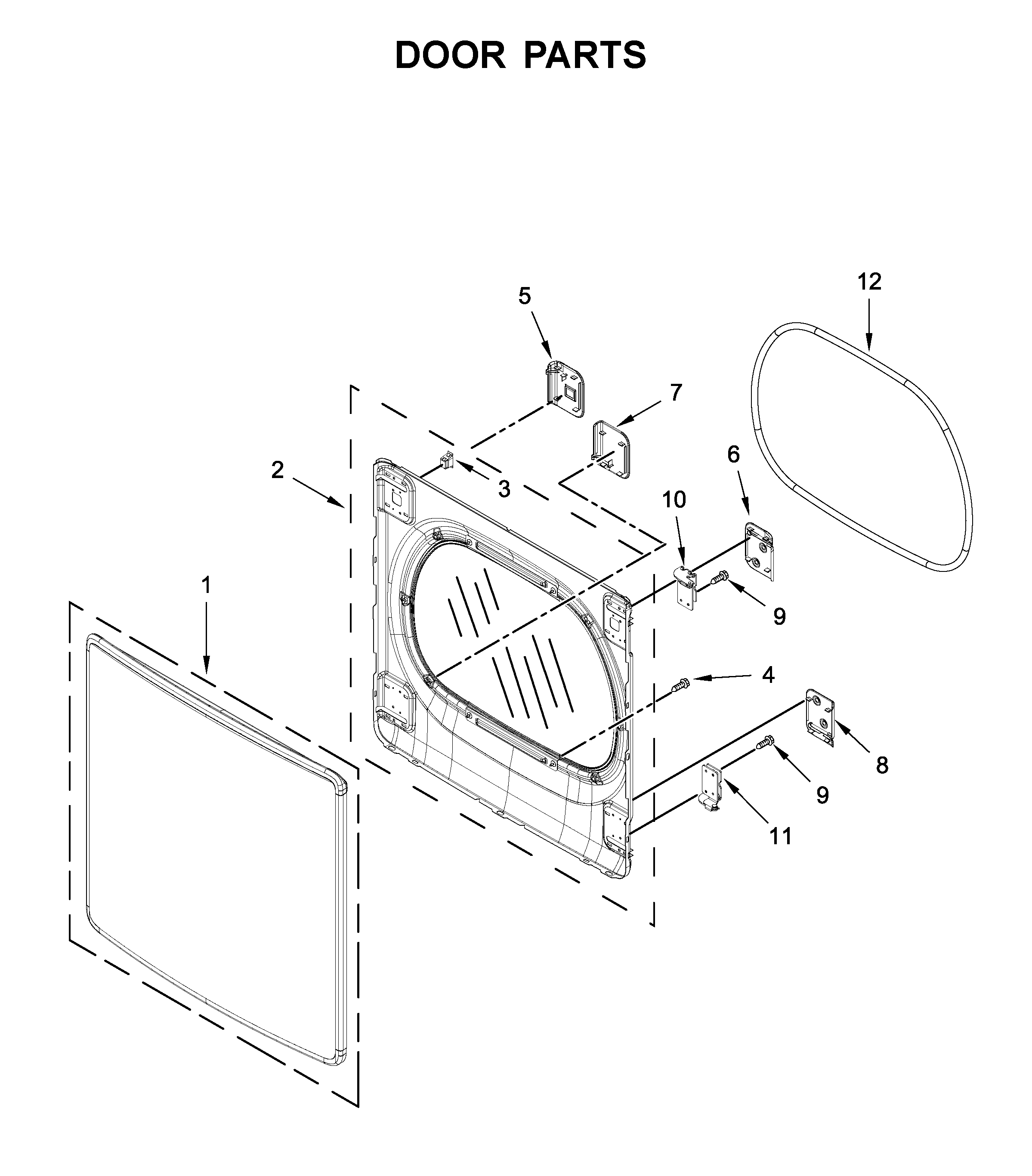 Kenmore 11061632612 door parts diagram