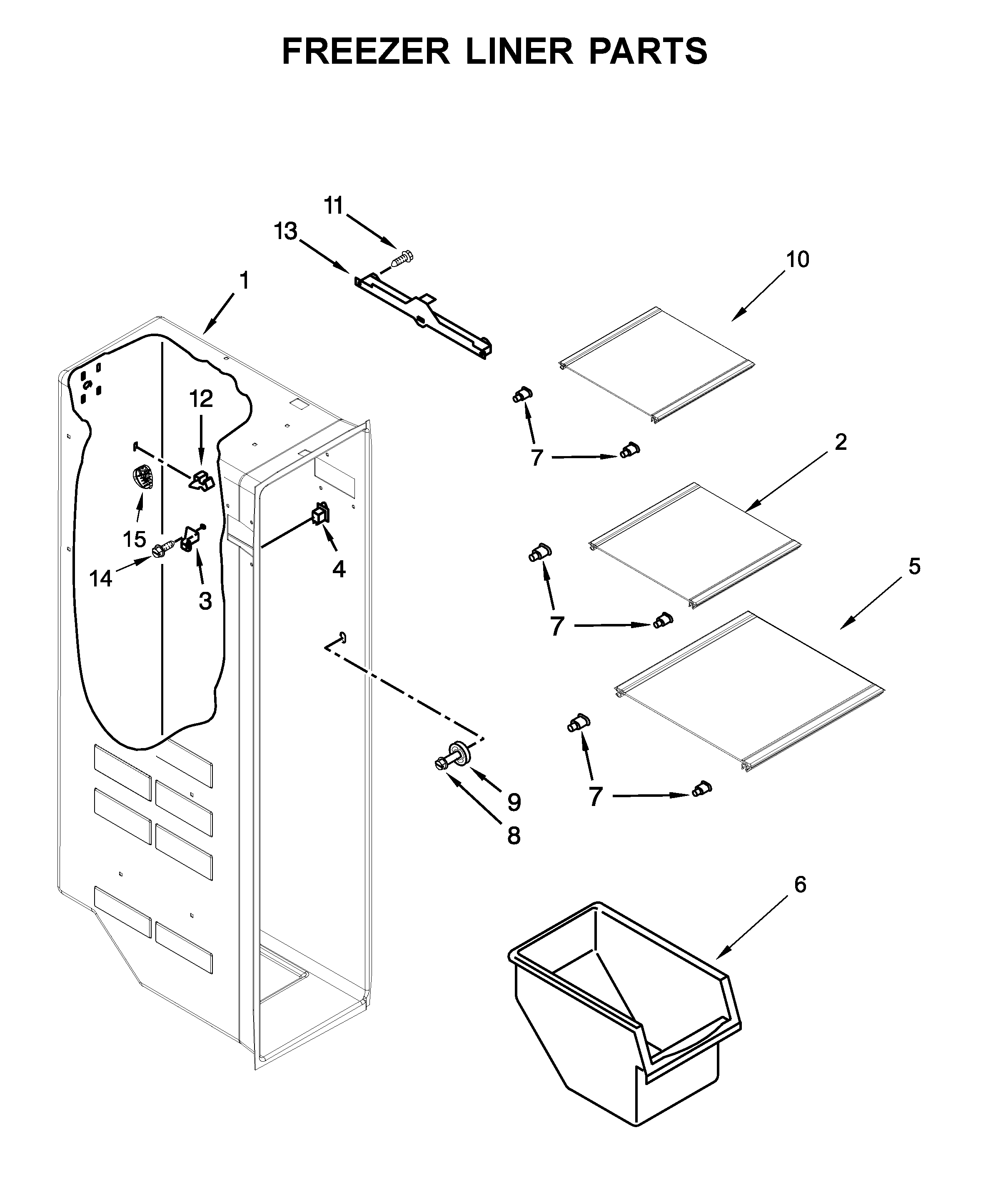 Kenmore 1064651759713 freezer liner parts diagram