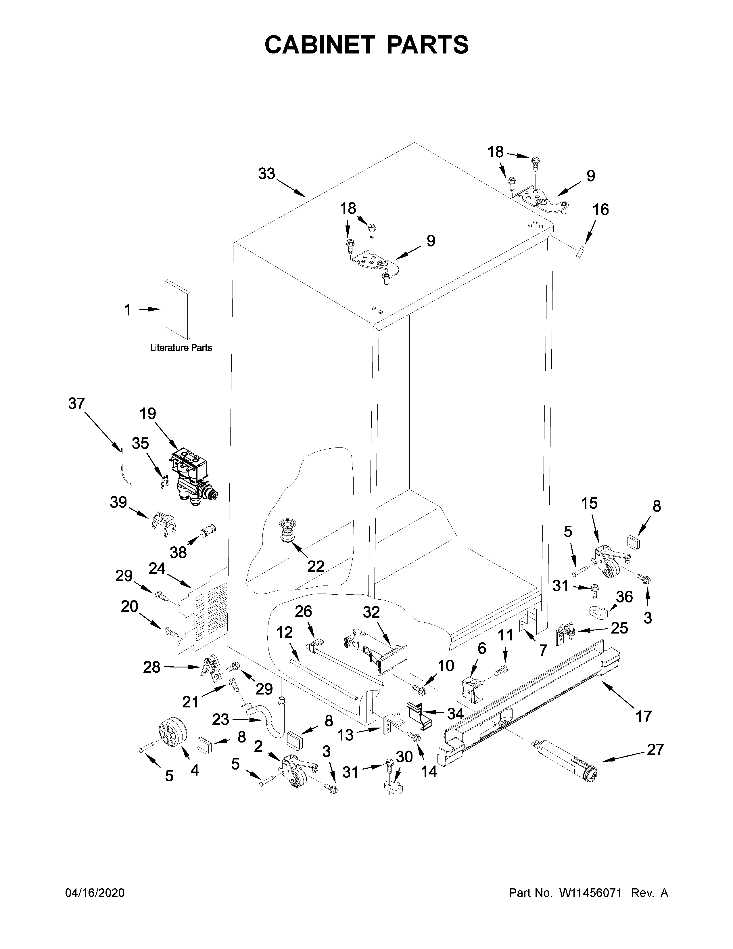 Kenmore 1064651339713 cabinet parts diagram