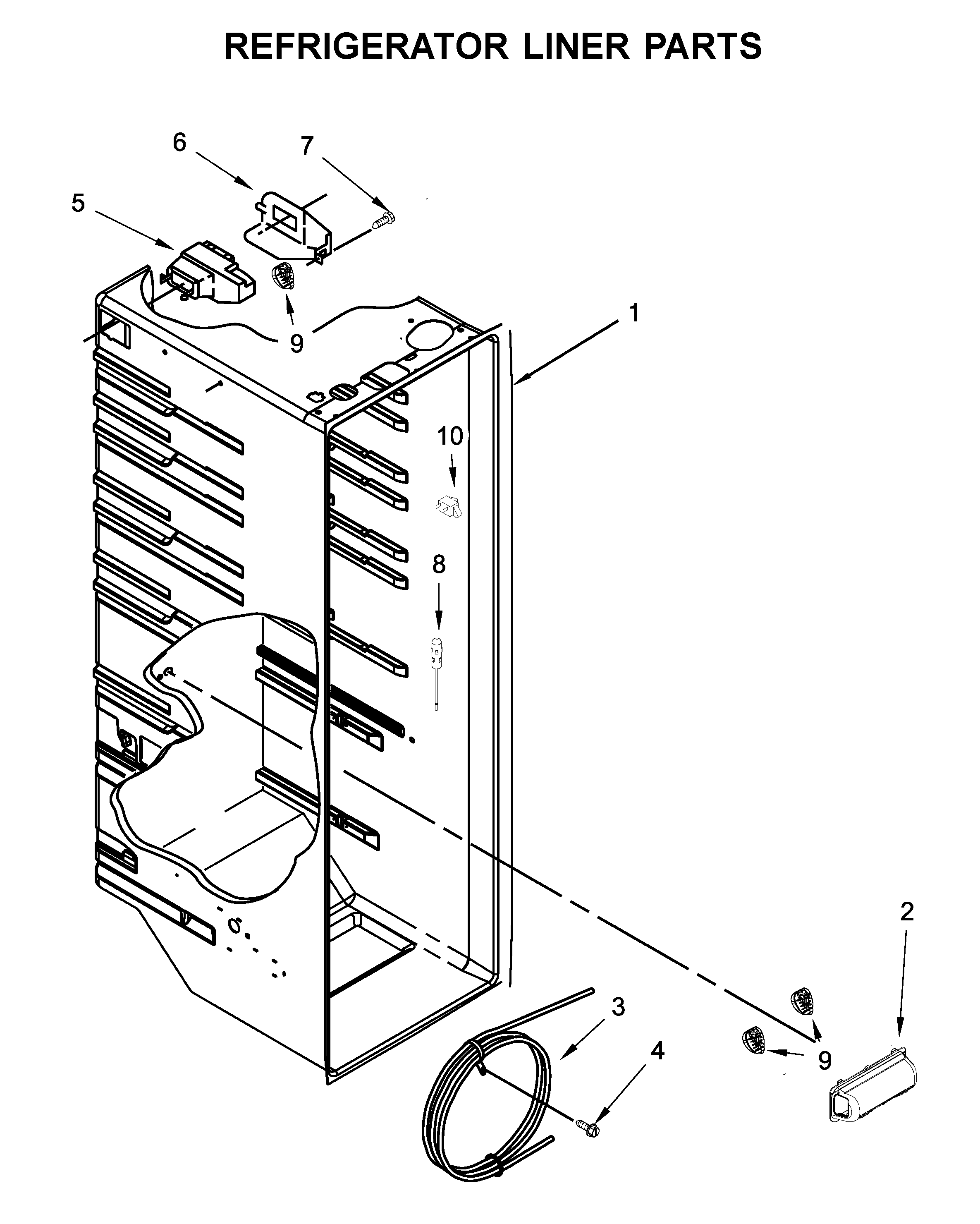 Kenmore 1064651339713 refrigerator liner parts diagram