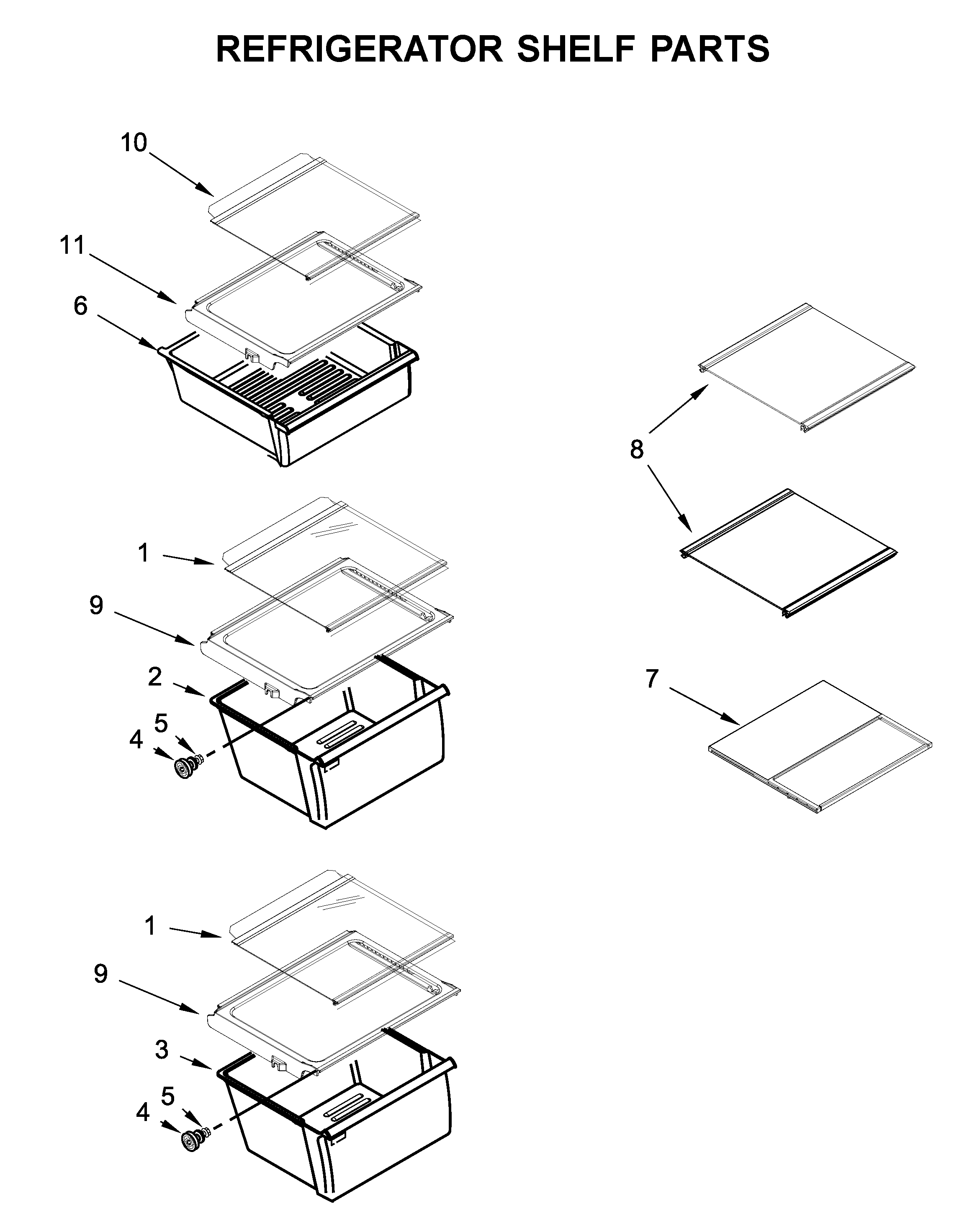 Kenmore 1064651339713 refrigerator shelf parts diagram