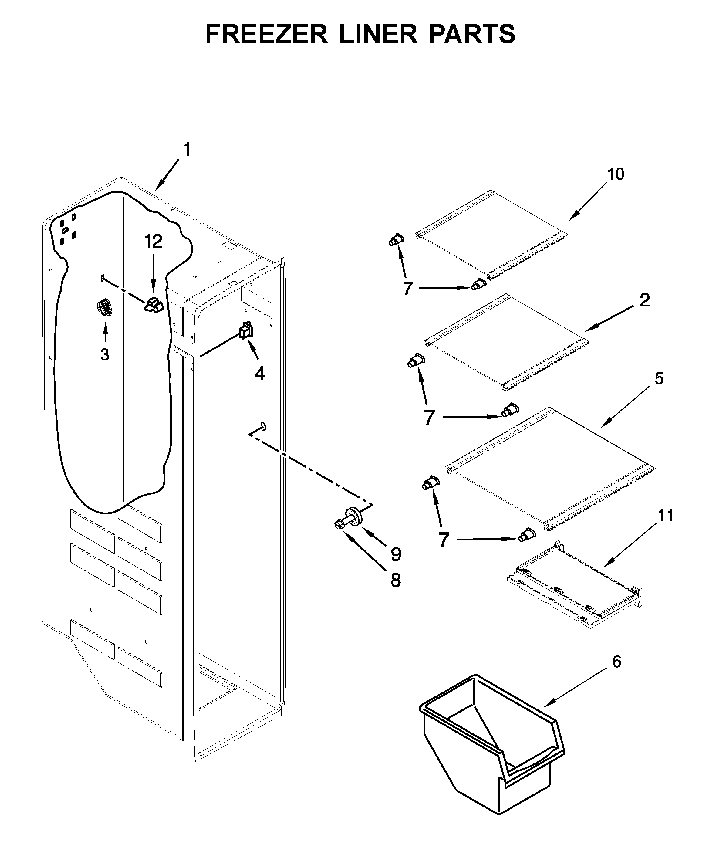 Kenmore 1064651339713 freezer liner parts diagram