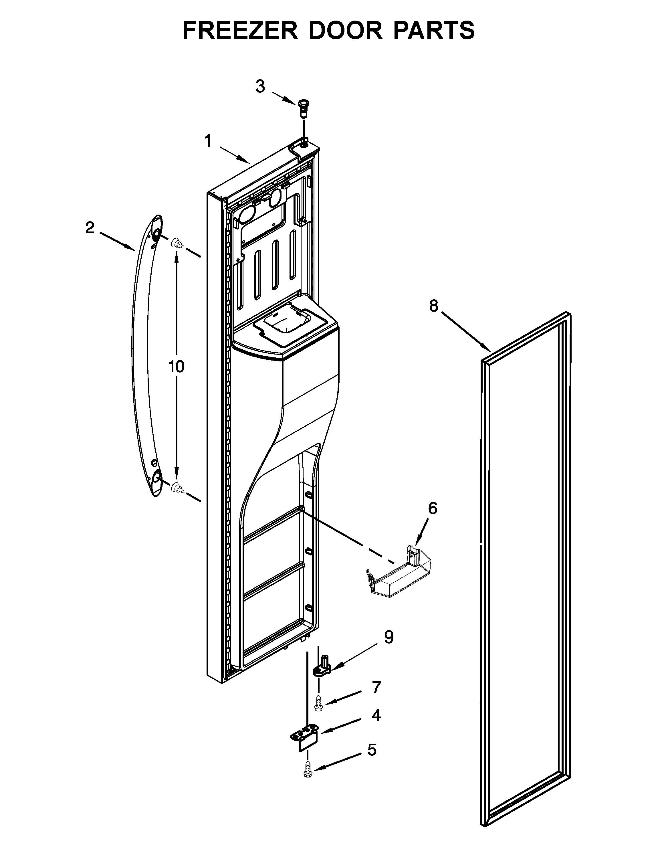 Kenmore 1064651339713 freezer door parts diagram