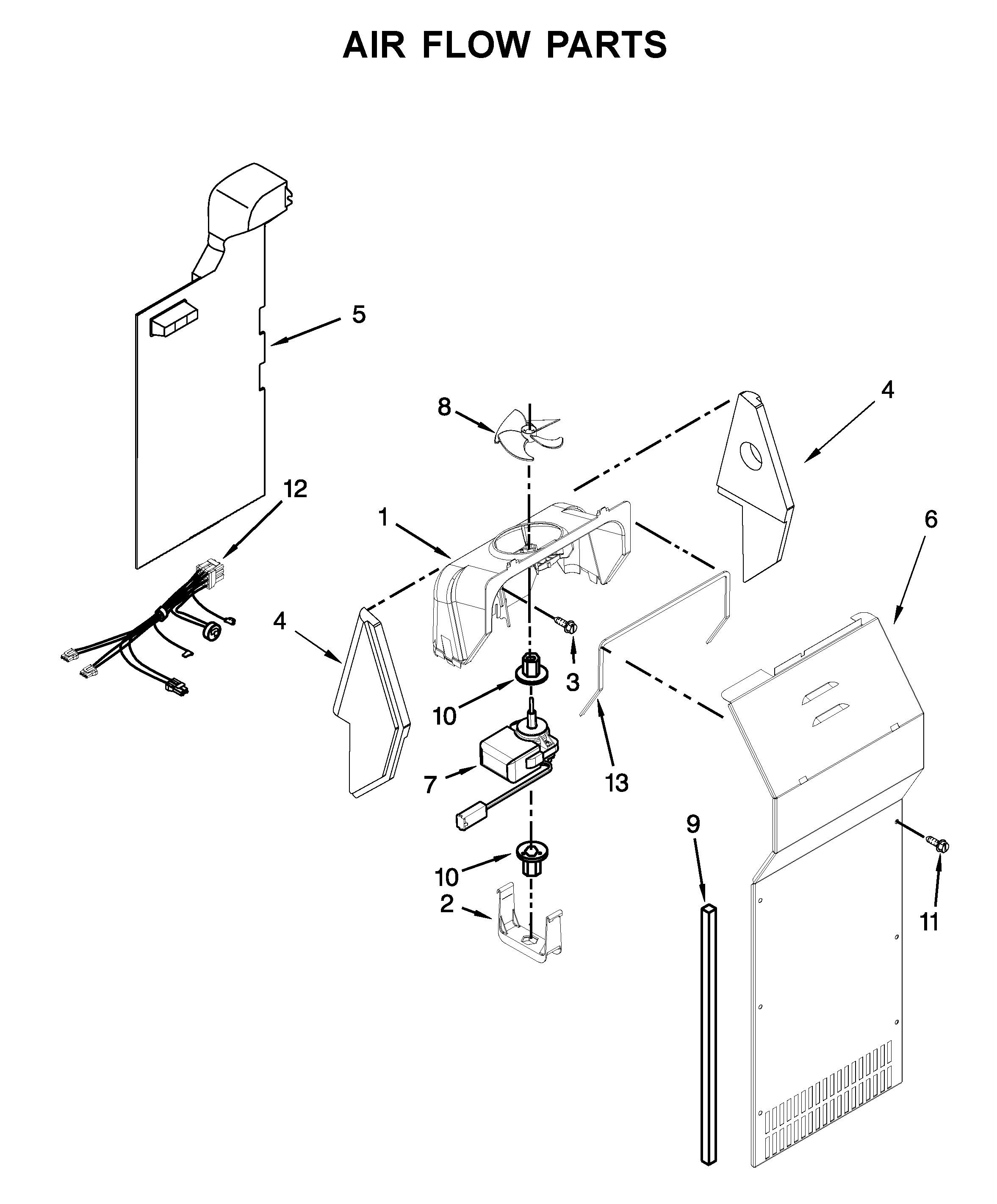Kenmore 1064651339713 air flow parts diagram