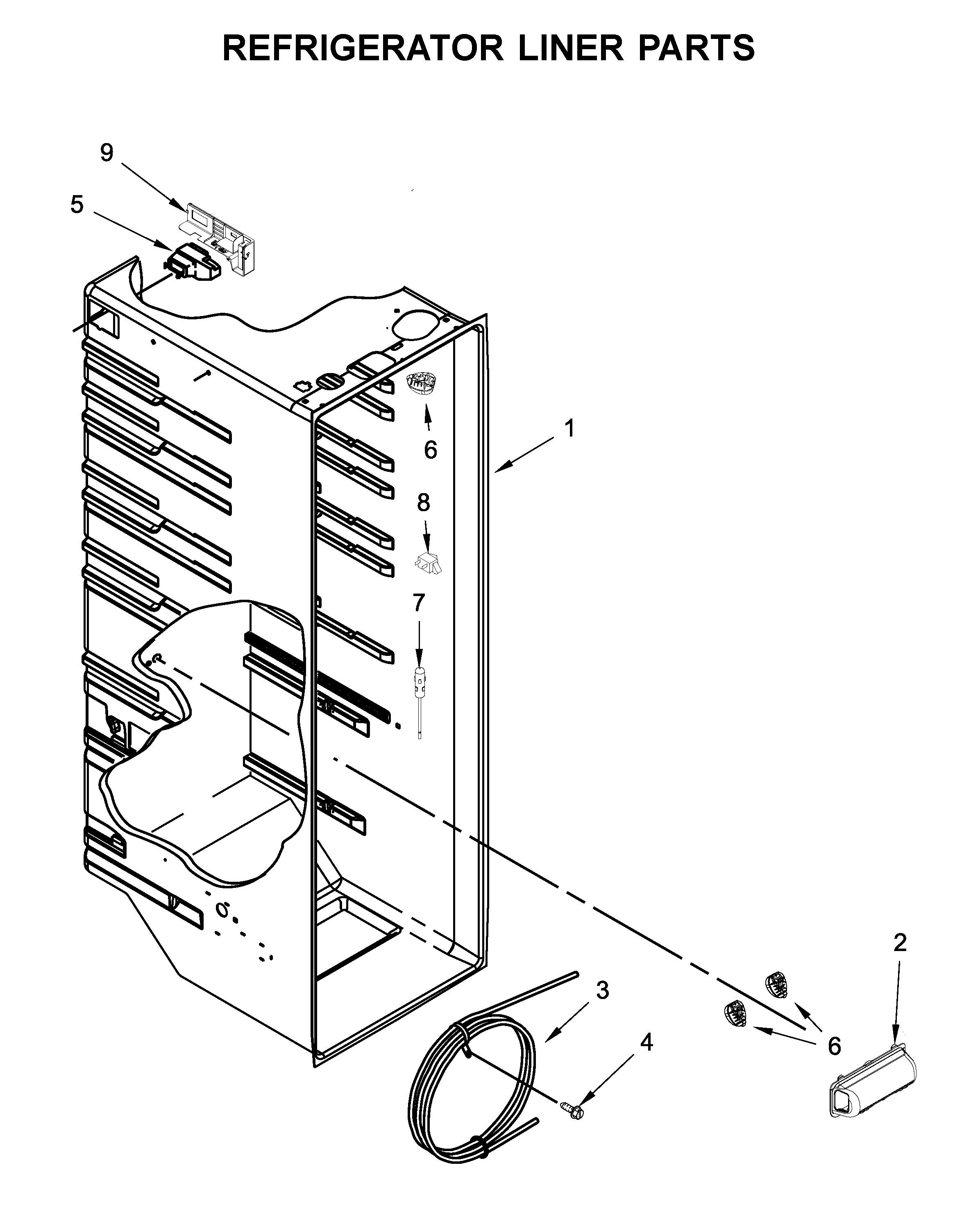 Kenmore 10650043714 refrigerator liner parts diagram