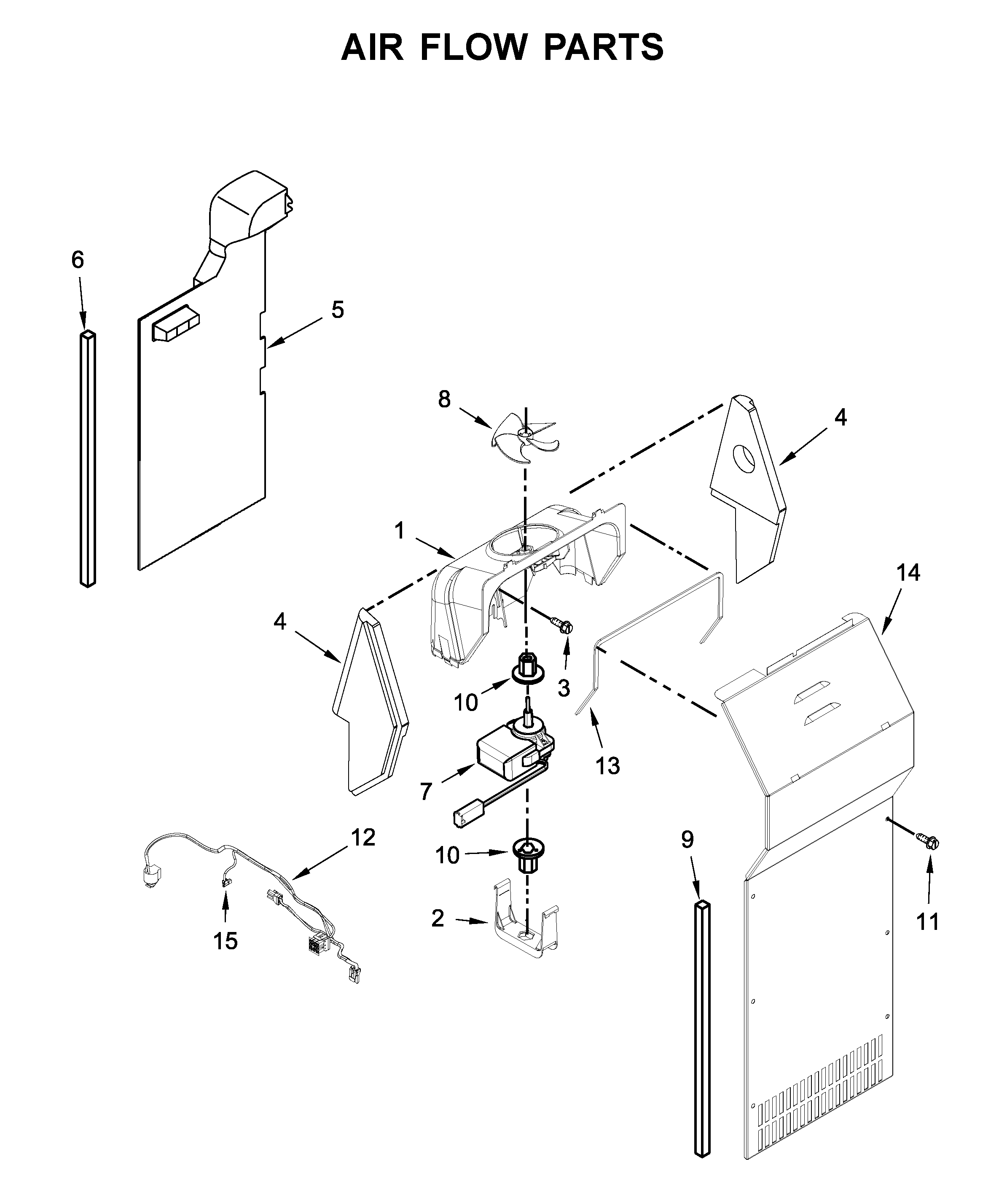 Kenmore 10650043714 air flow parts diagram