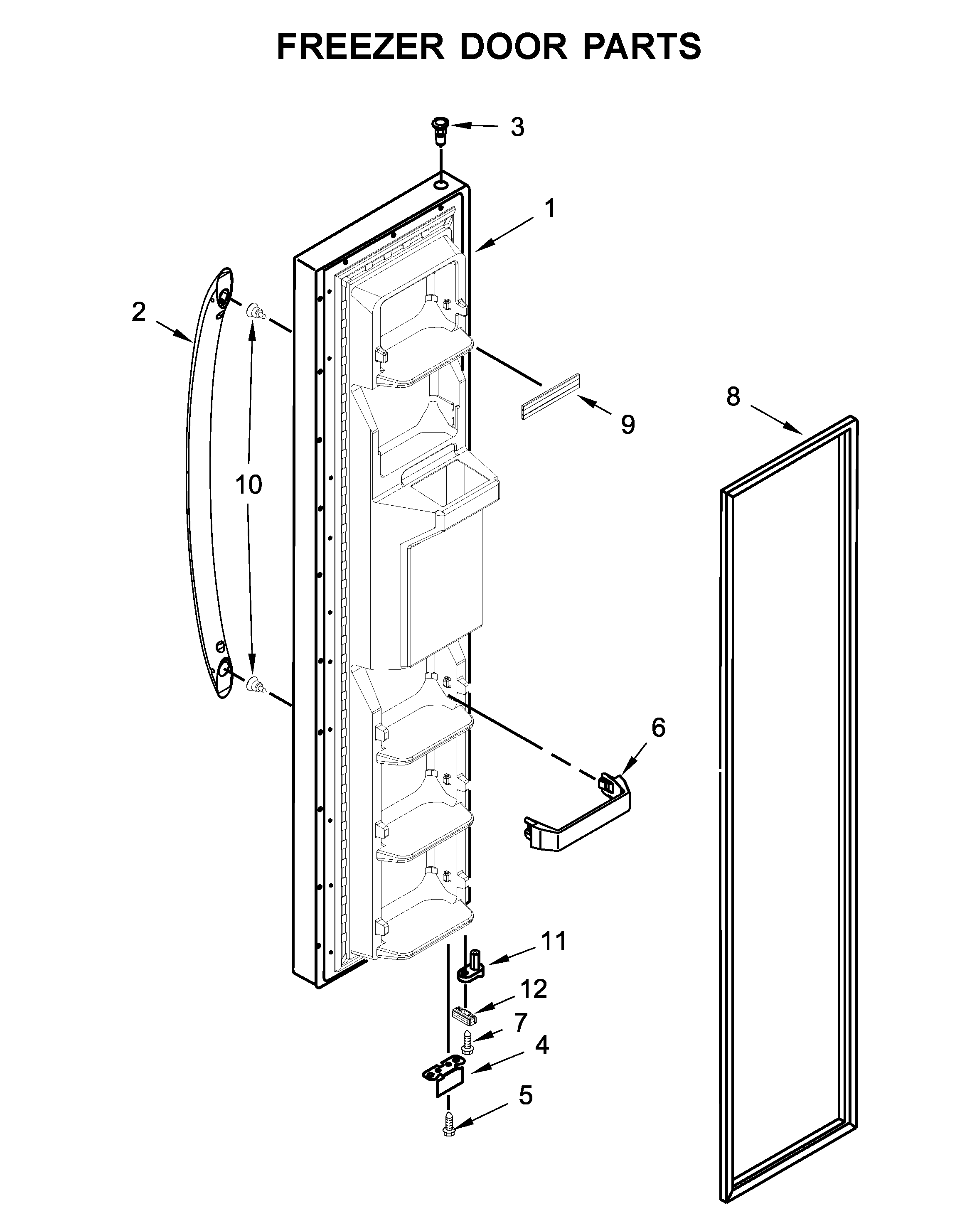 Kenmore 10650049713 freezer door parts diagram