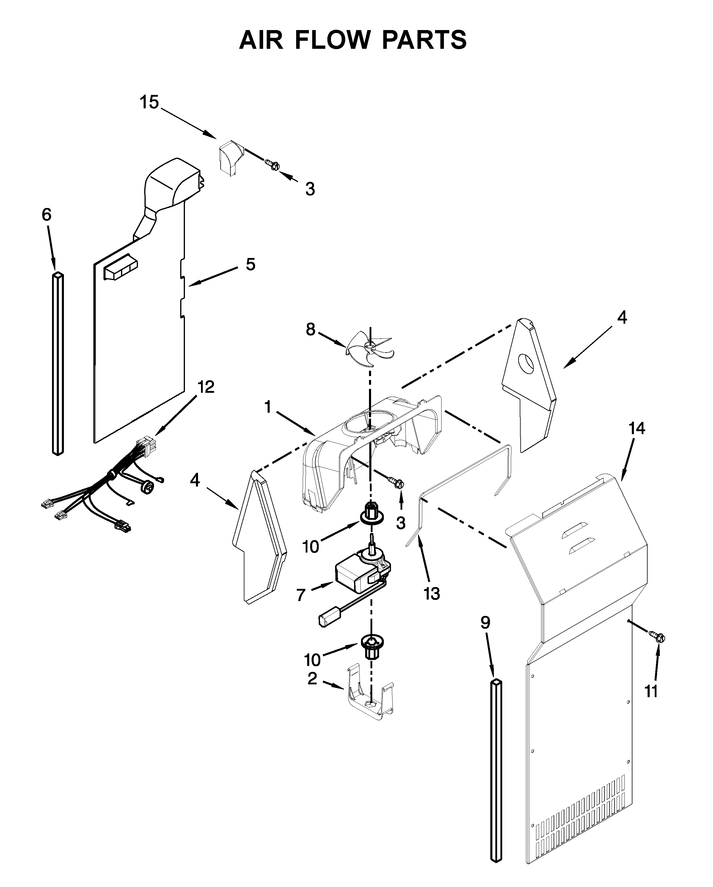 Kenmore 10641179713 air flow parts diagram