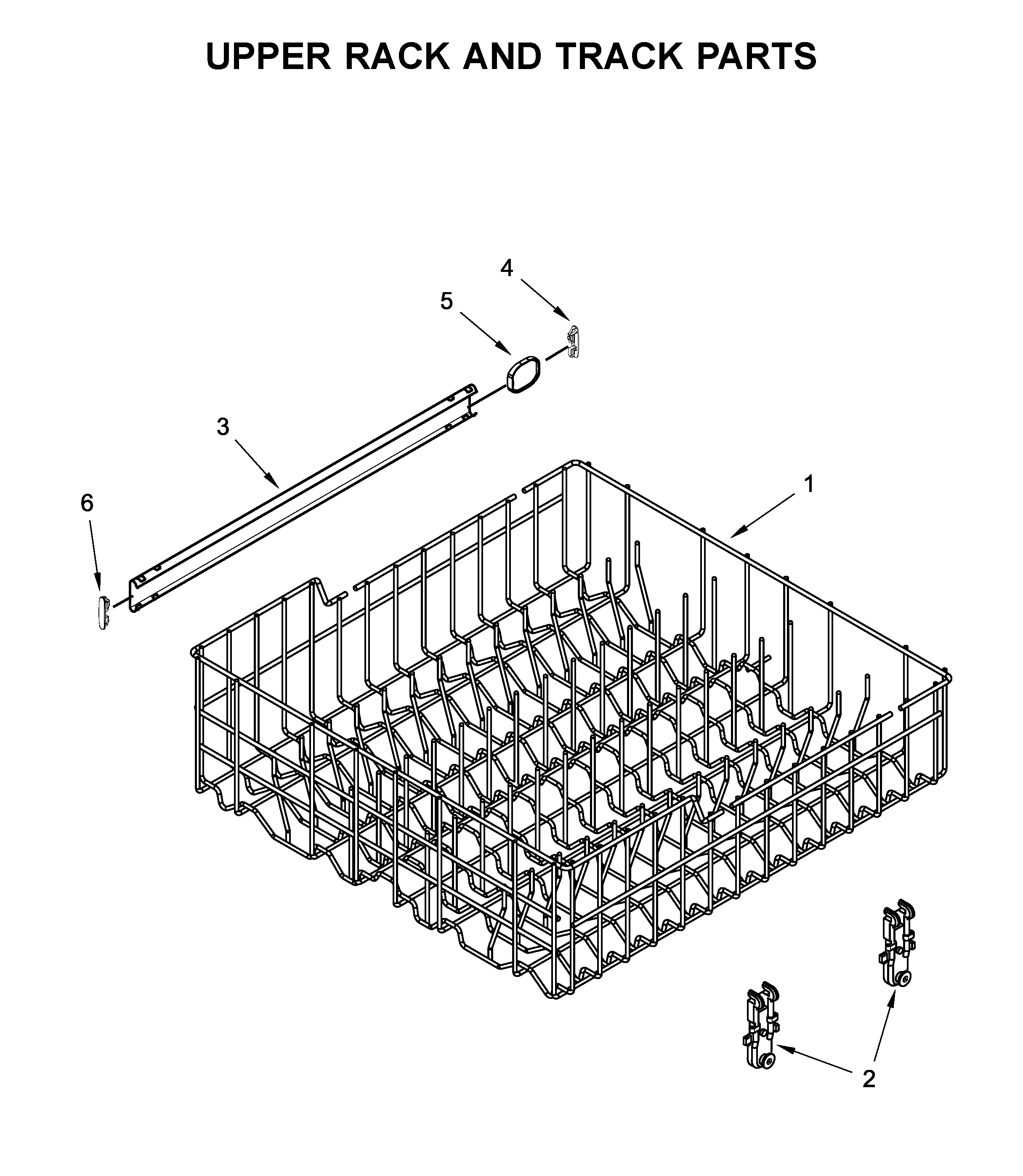 Kenmore 66513090N020 upper rack and track parts diagram