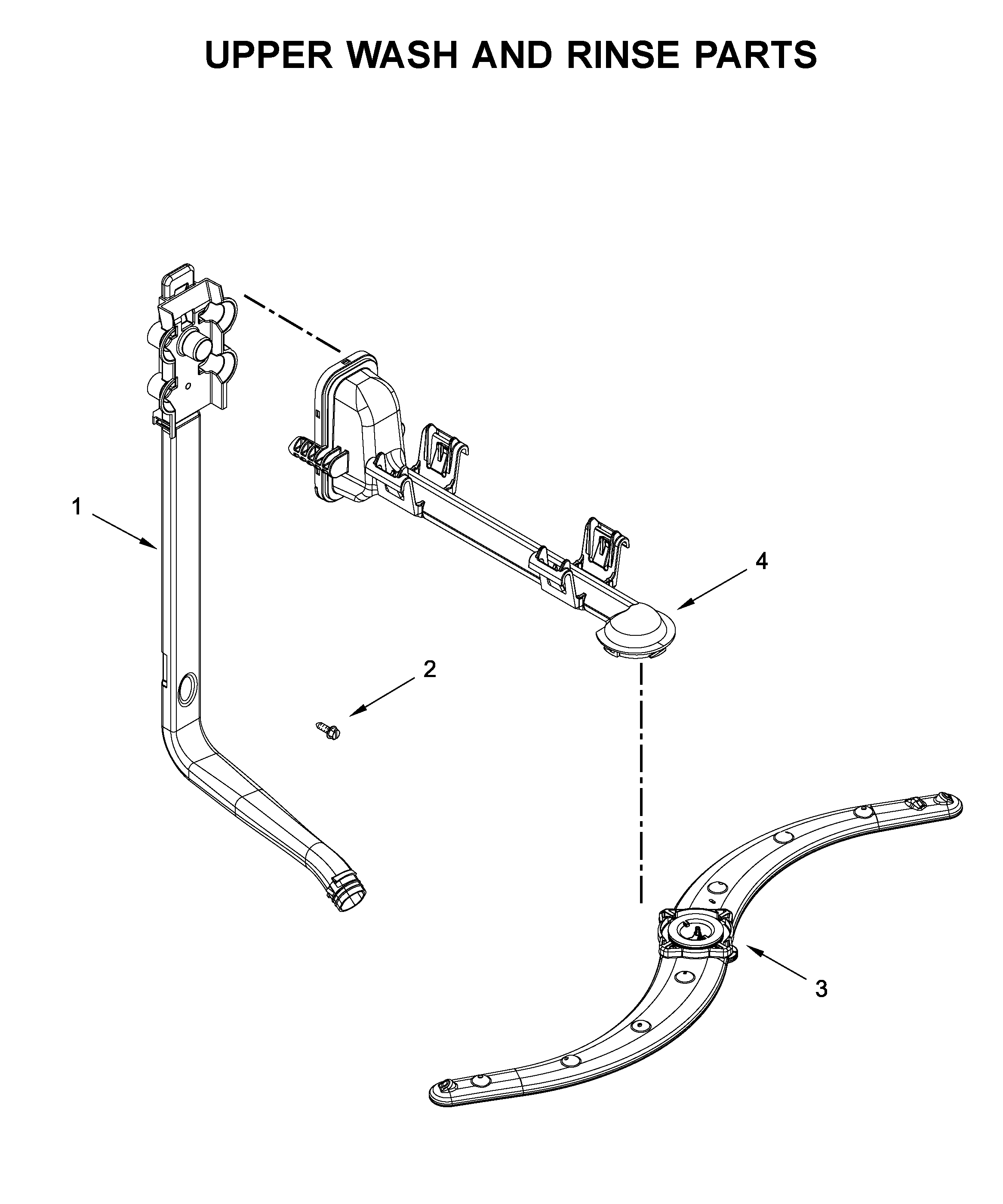 Kenmore 66514502N020 upper wash and rinse parts diagram