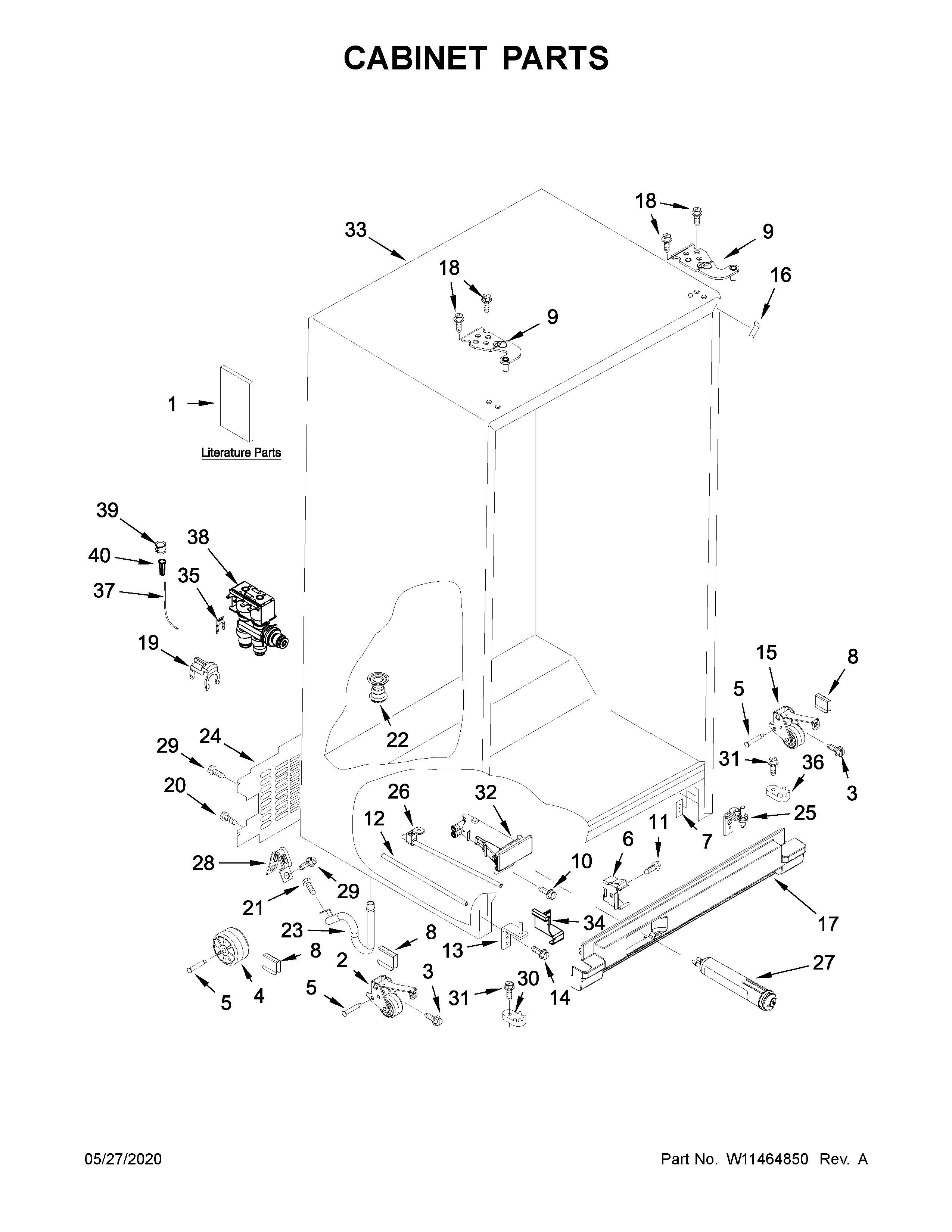 Kenmore 10650045714 cabinet parts diagram