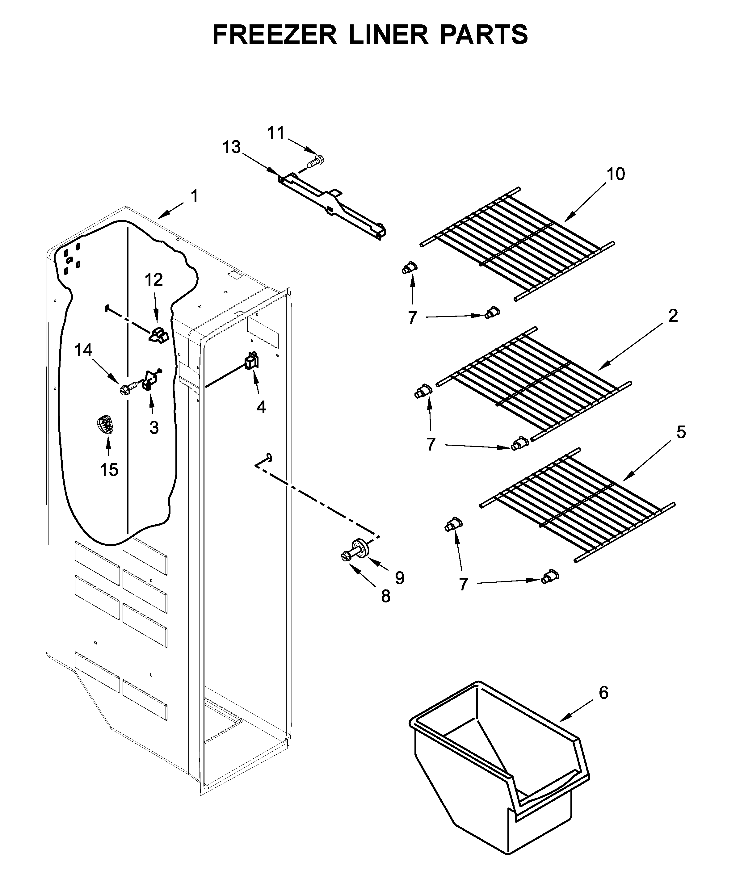 Kenmore 10650045714 freezer liner parts diagram