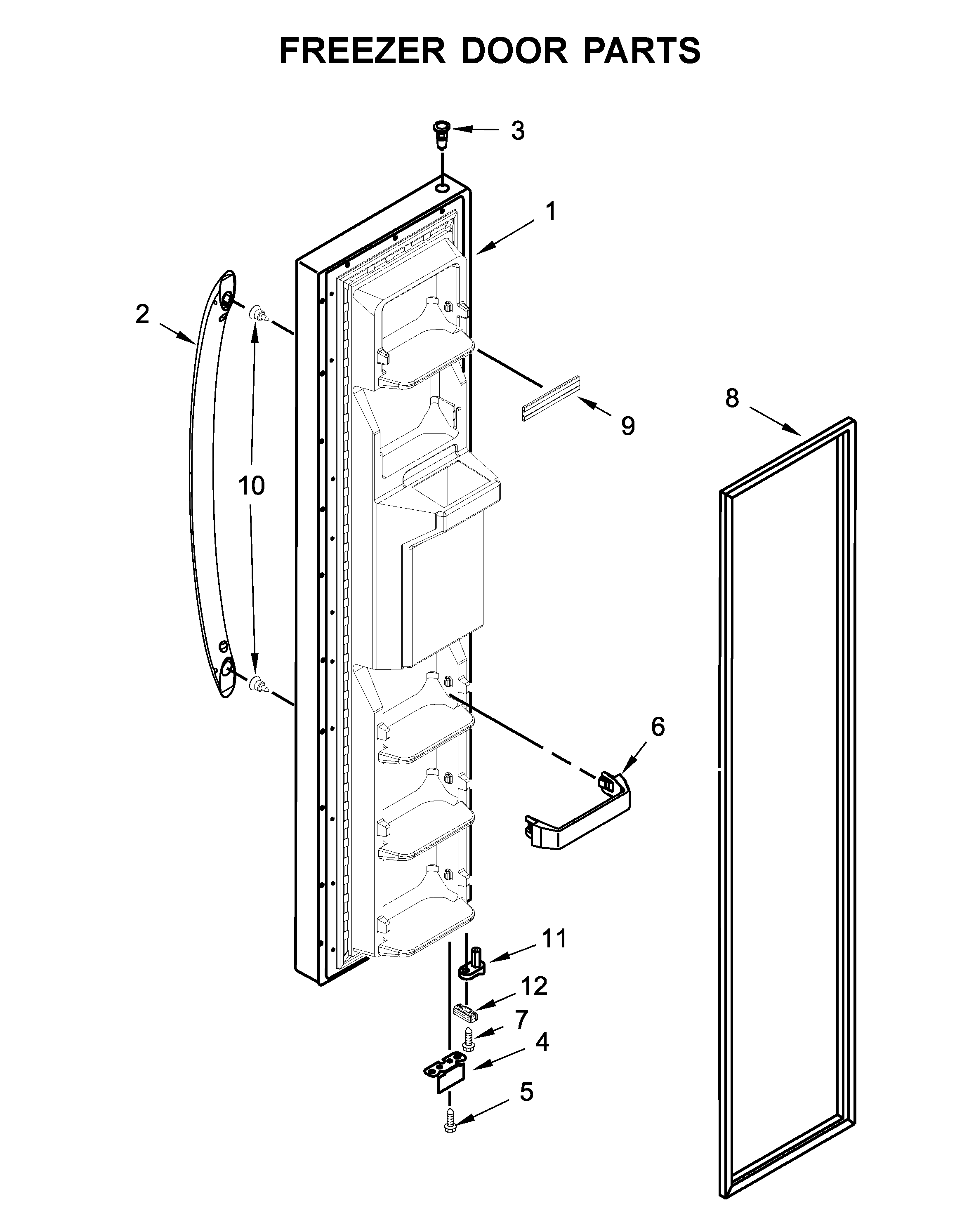 Kenmore 10650045714 freezer door parts diagram