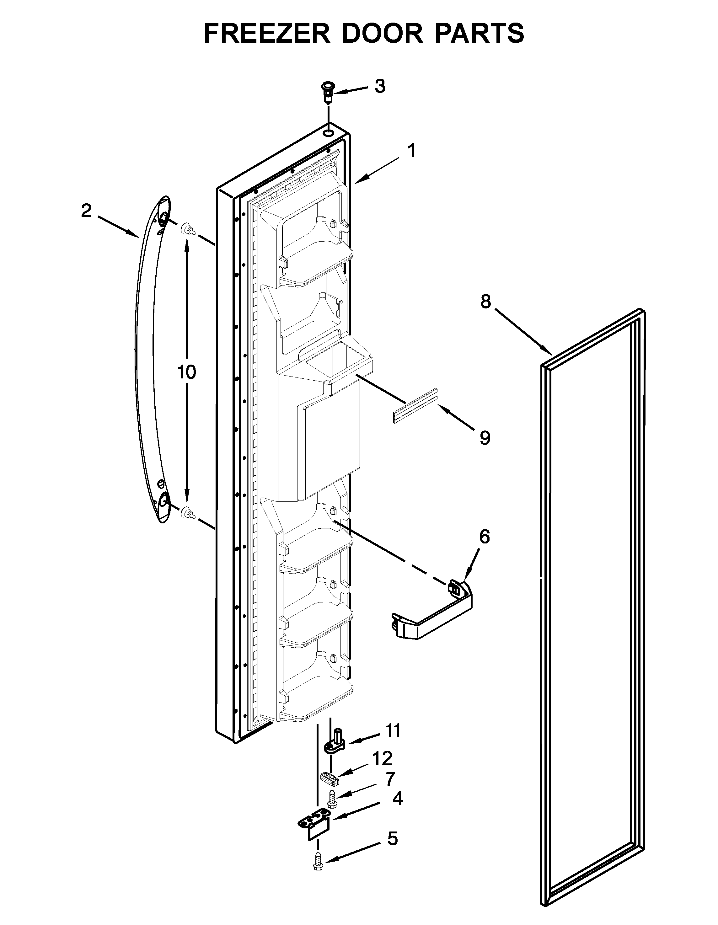 Kenmore 10651753714 freezer door parts diagram