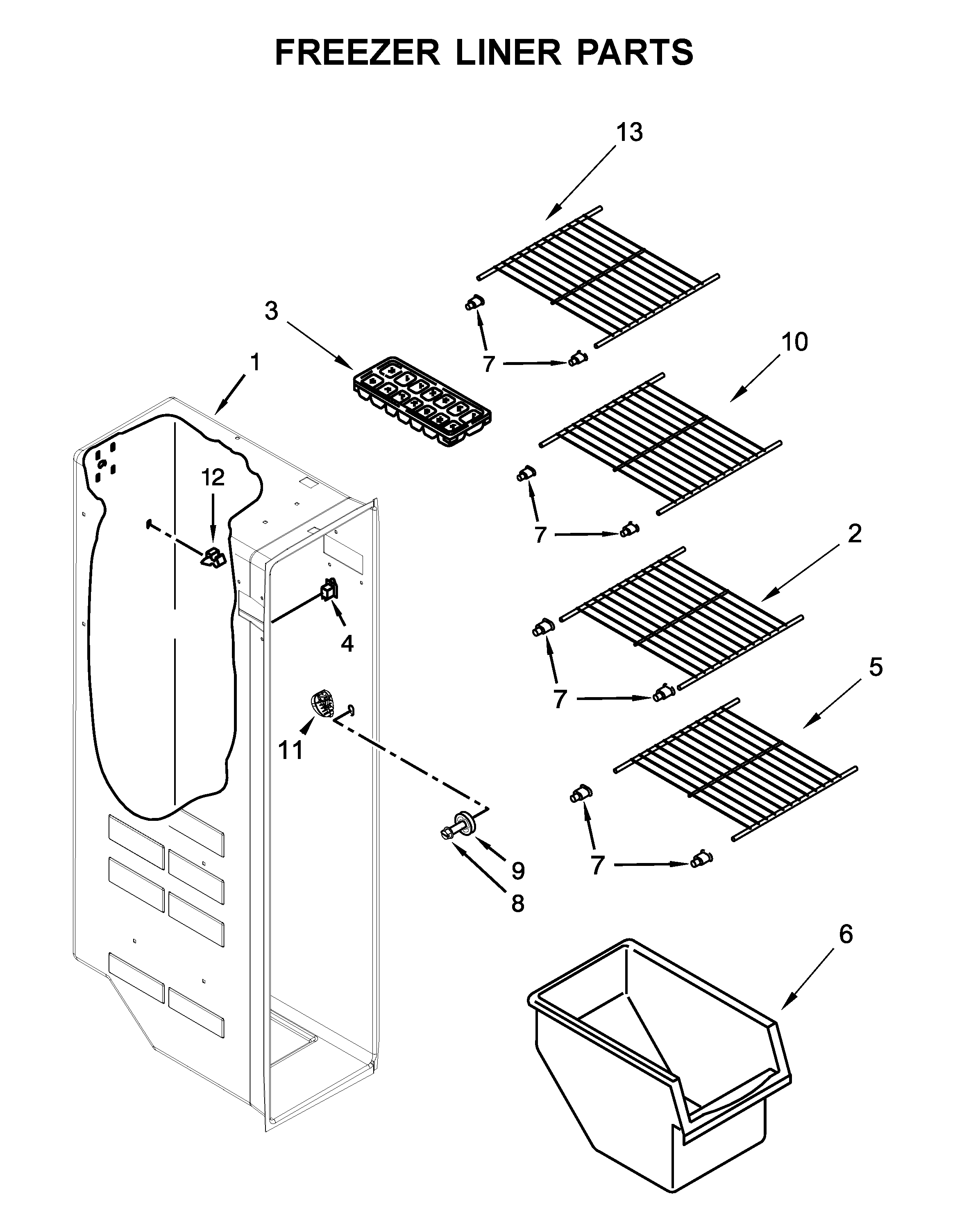 Kenmore 10641139712 freezer liner parts diagram