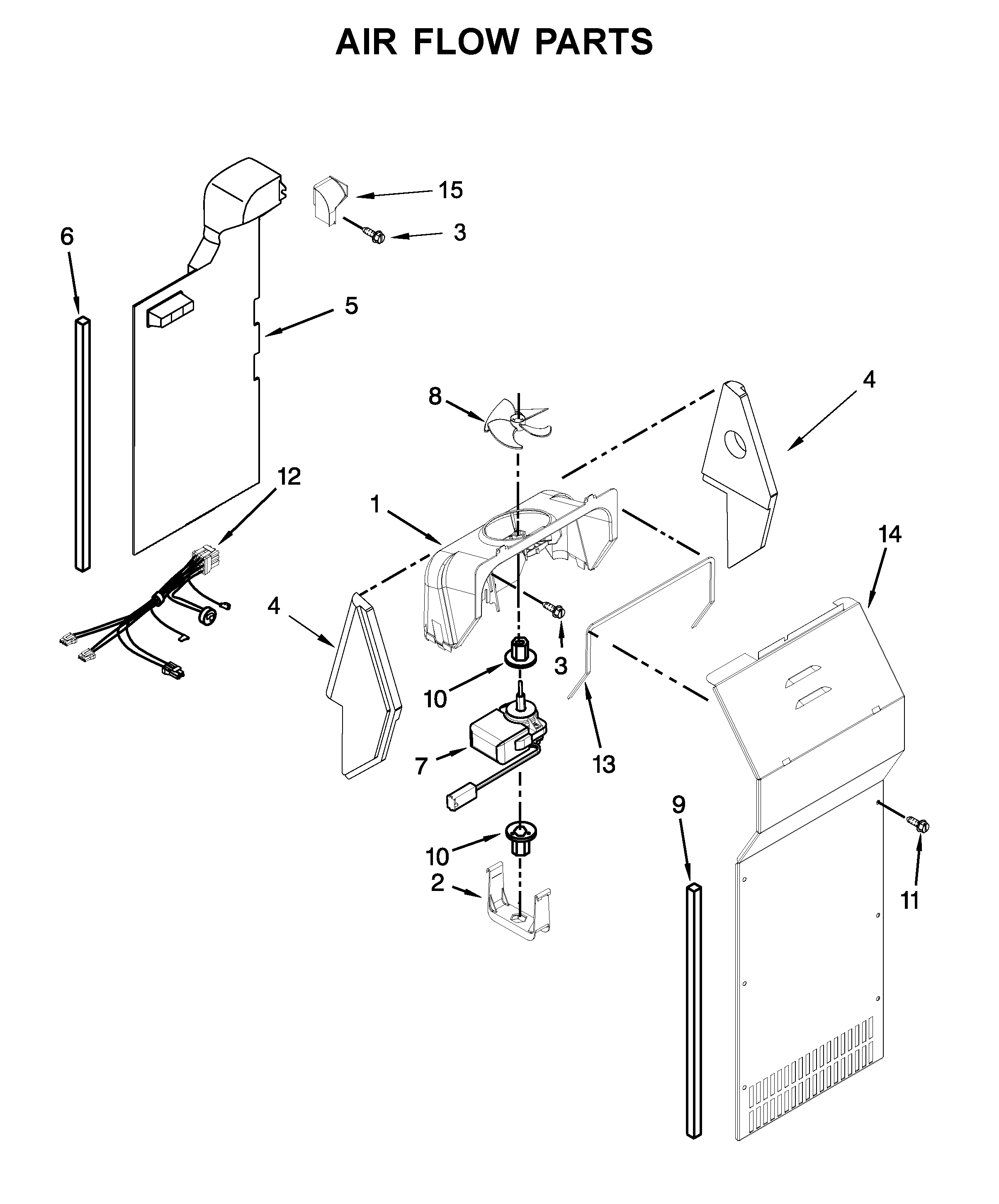 Kenmore 10641139712 air flow parts diagram