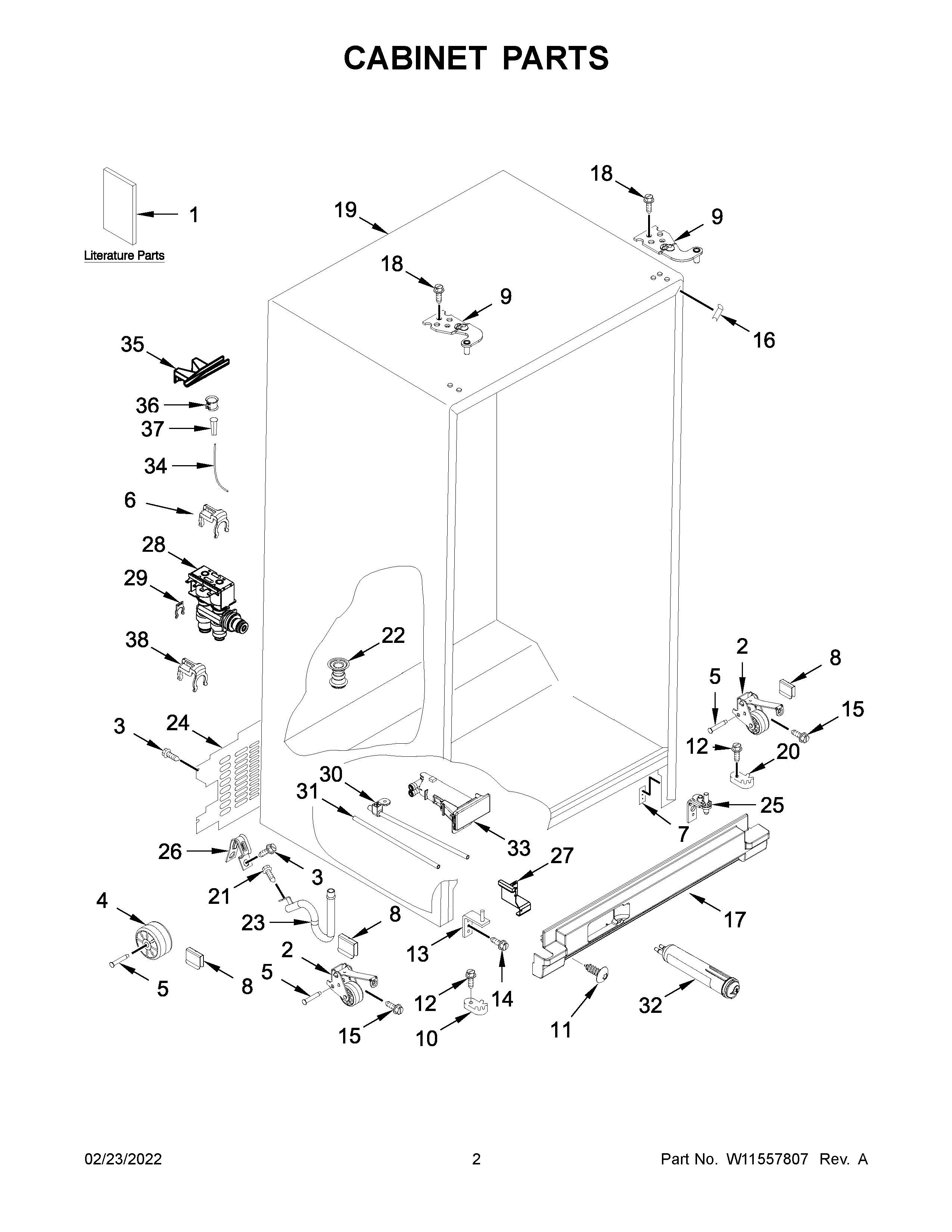 Kenmore 10650043717 cabinet parts diagram