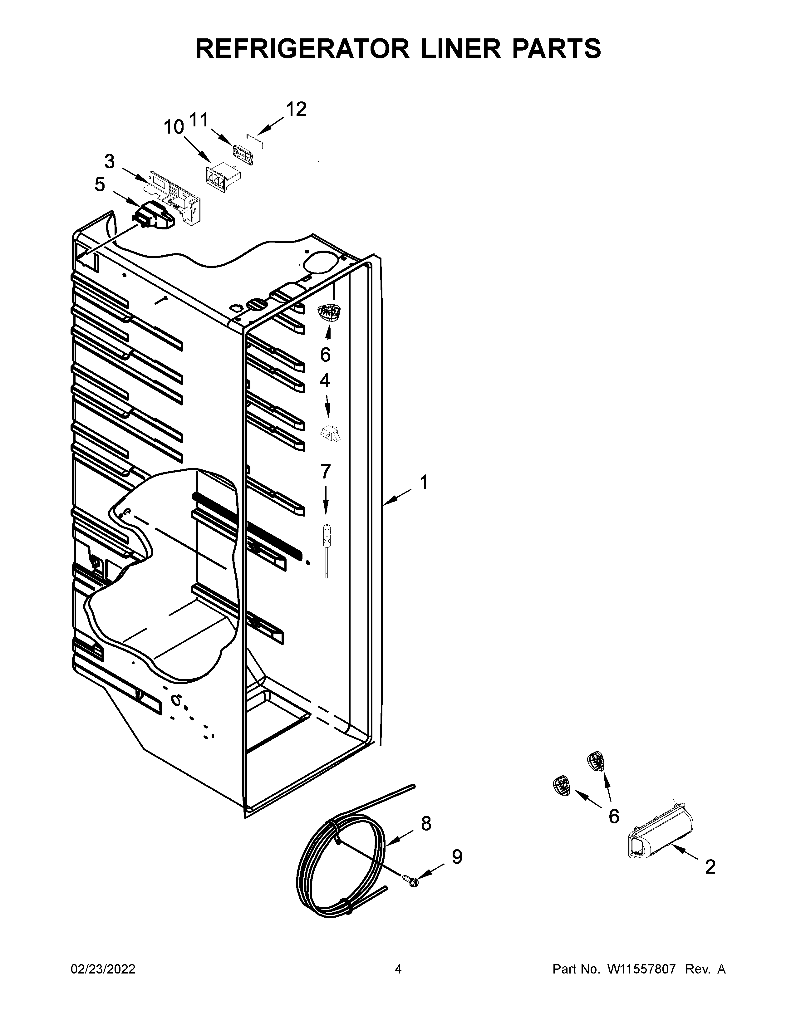 Kenmore 10650043717 refrigerator liner parts diagram