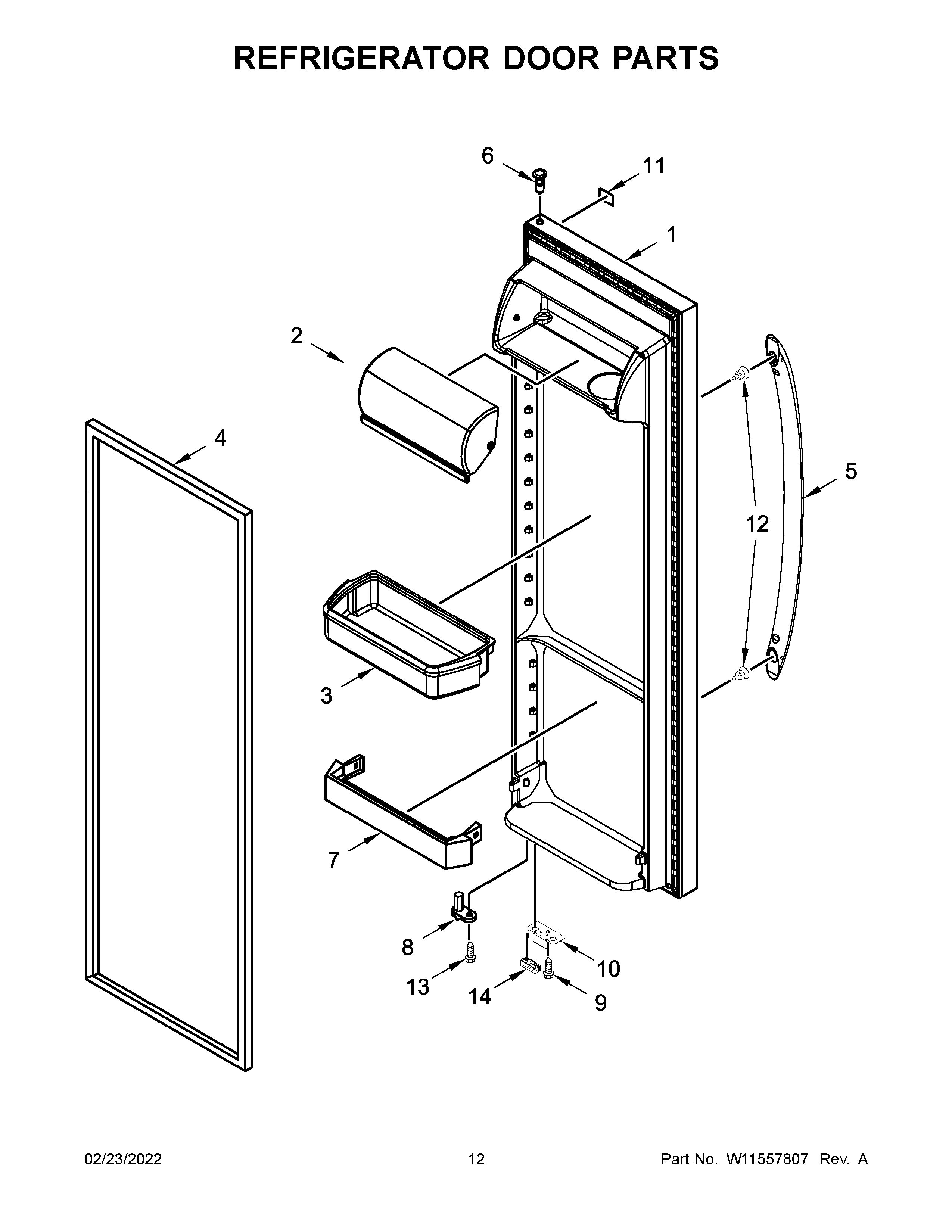 Kenmore 10650043717 refrigerator door parts diagram