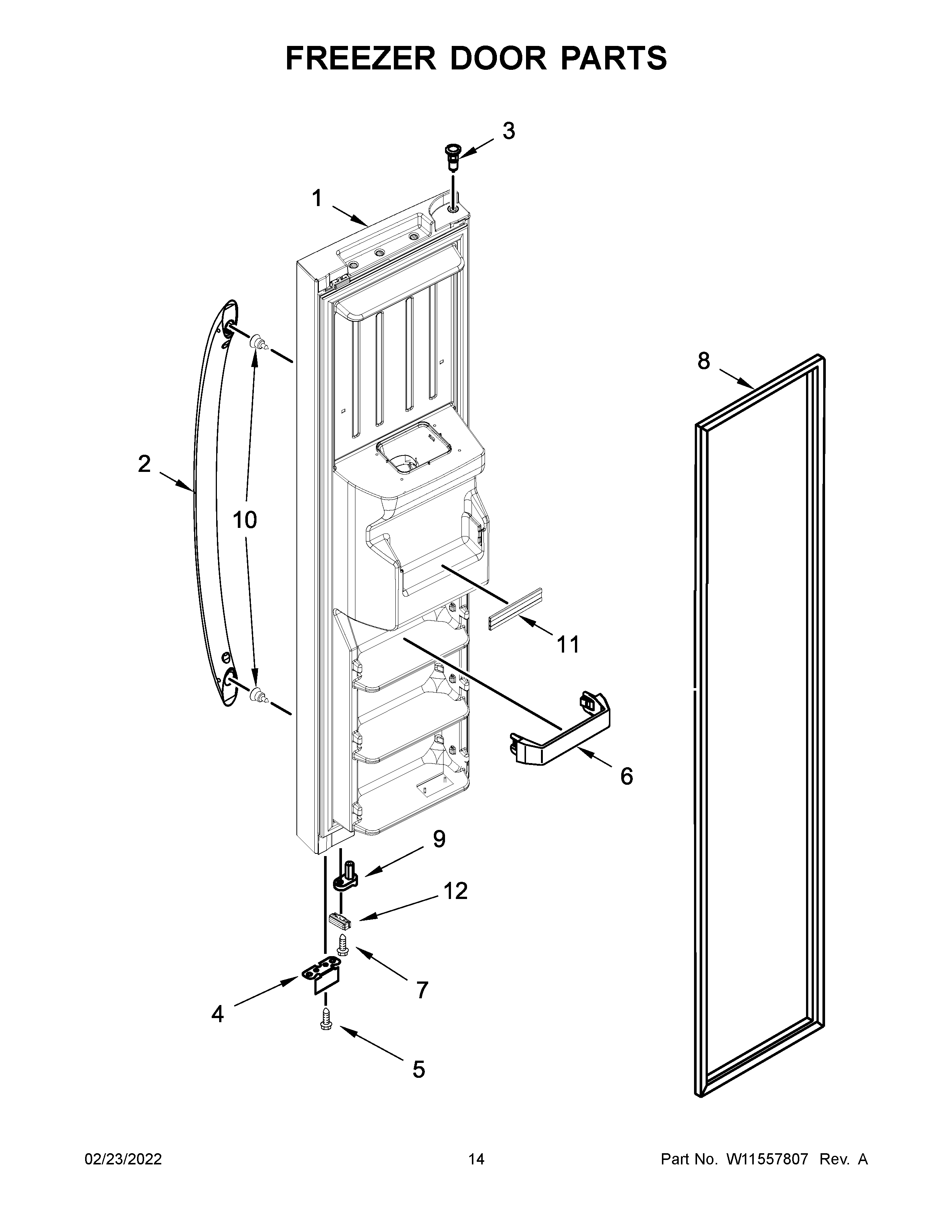 Kenmore 10650043717 freezer door parts diagram