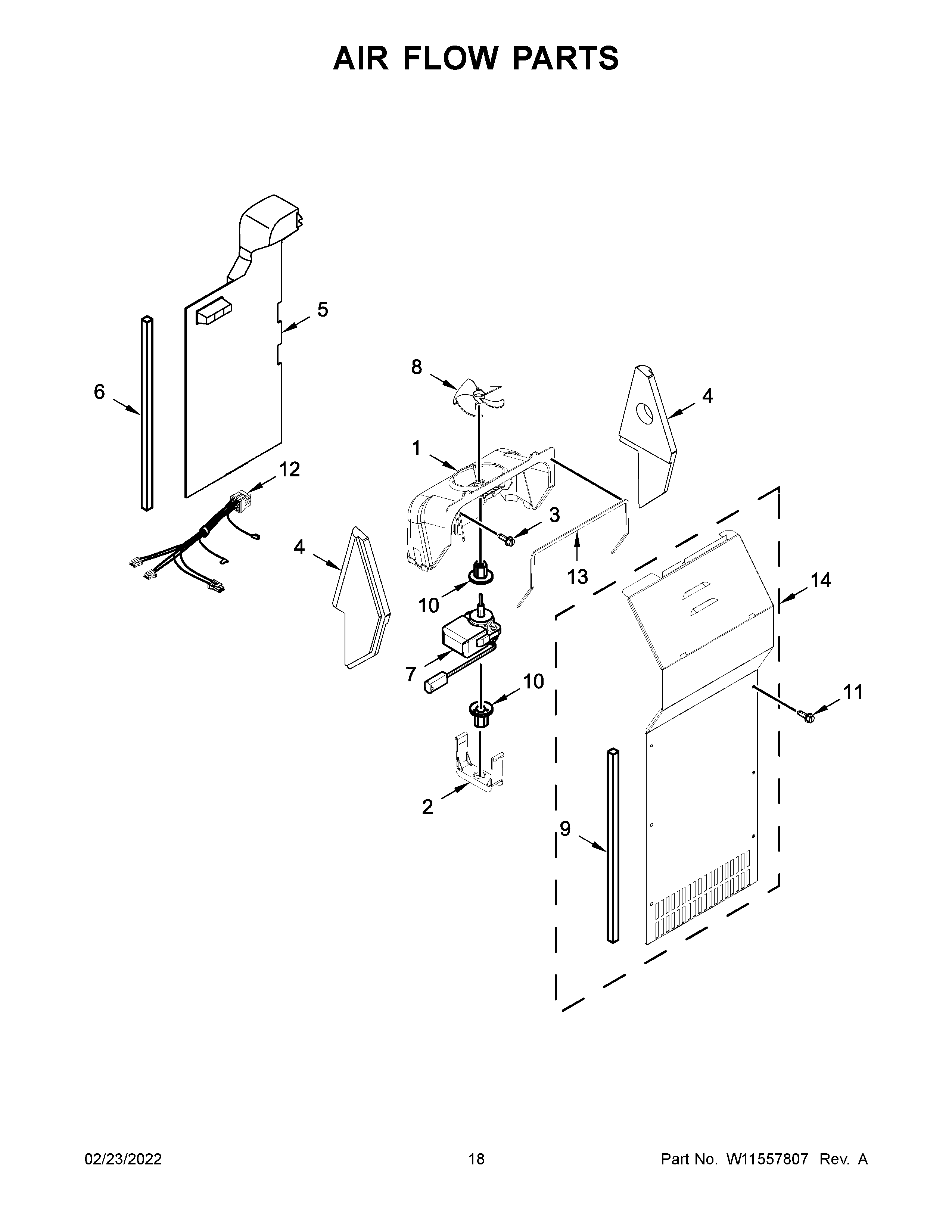 Kenmore 10650043717 air flow parts diagram